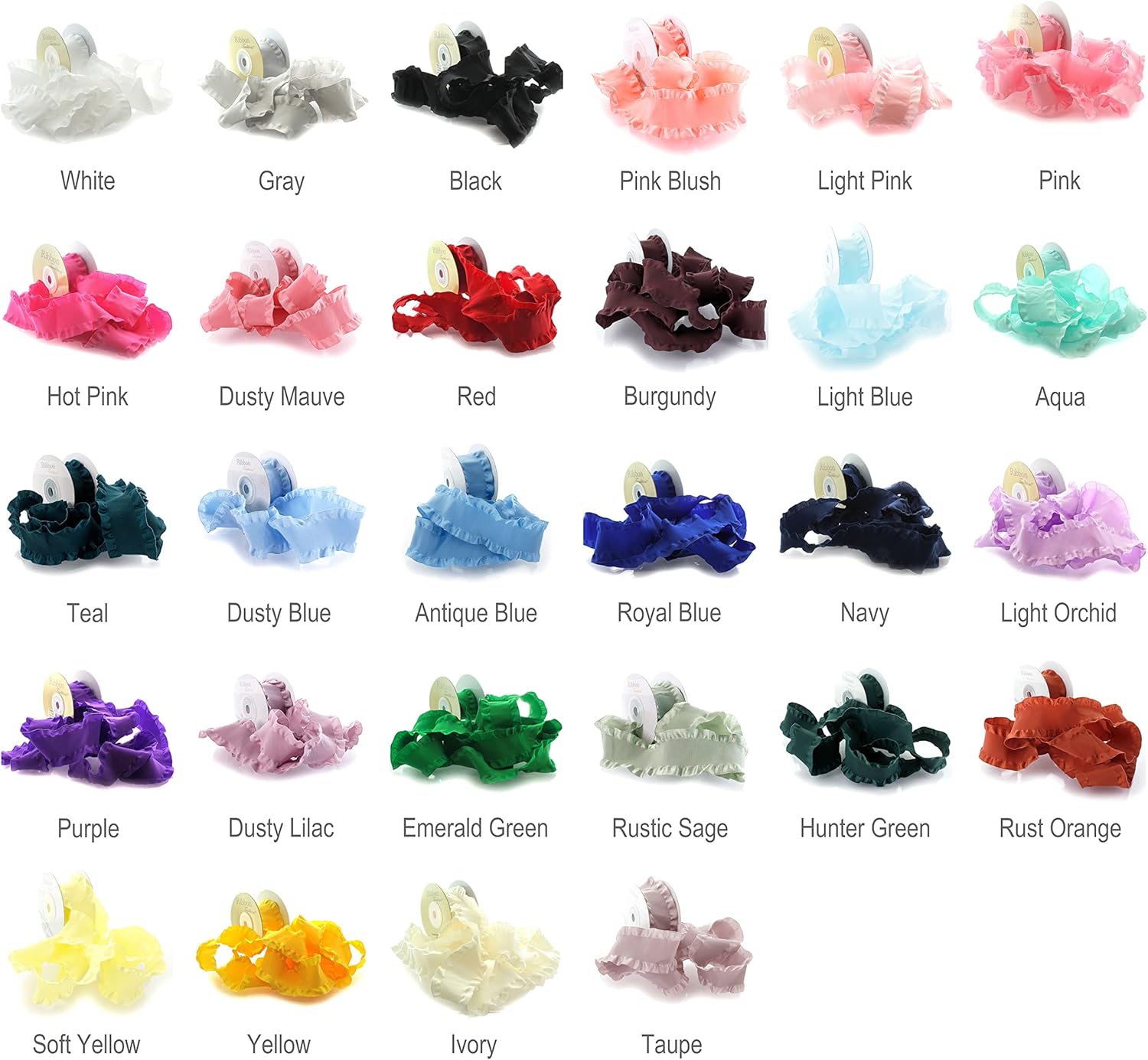 1.5インチ サテン ダブルフリル エッジ リボン ラスティック セージ 25ヤード ヘアリボン 裁縫用