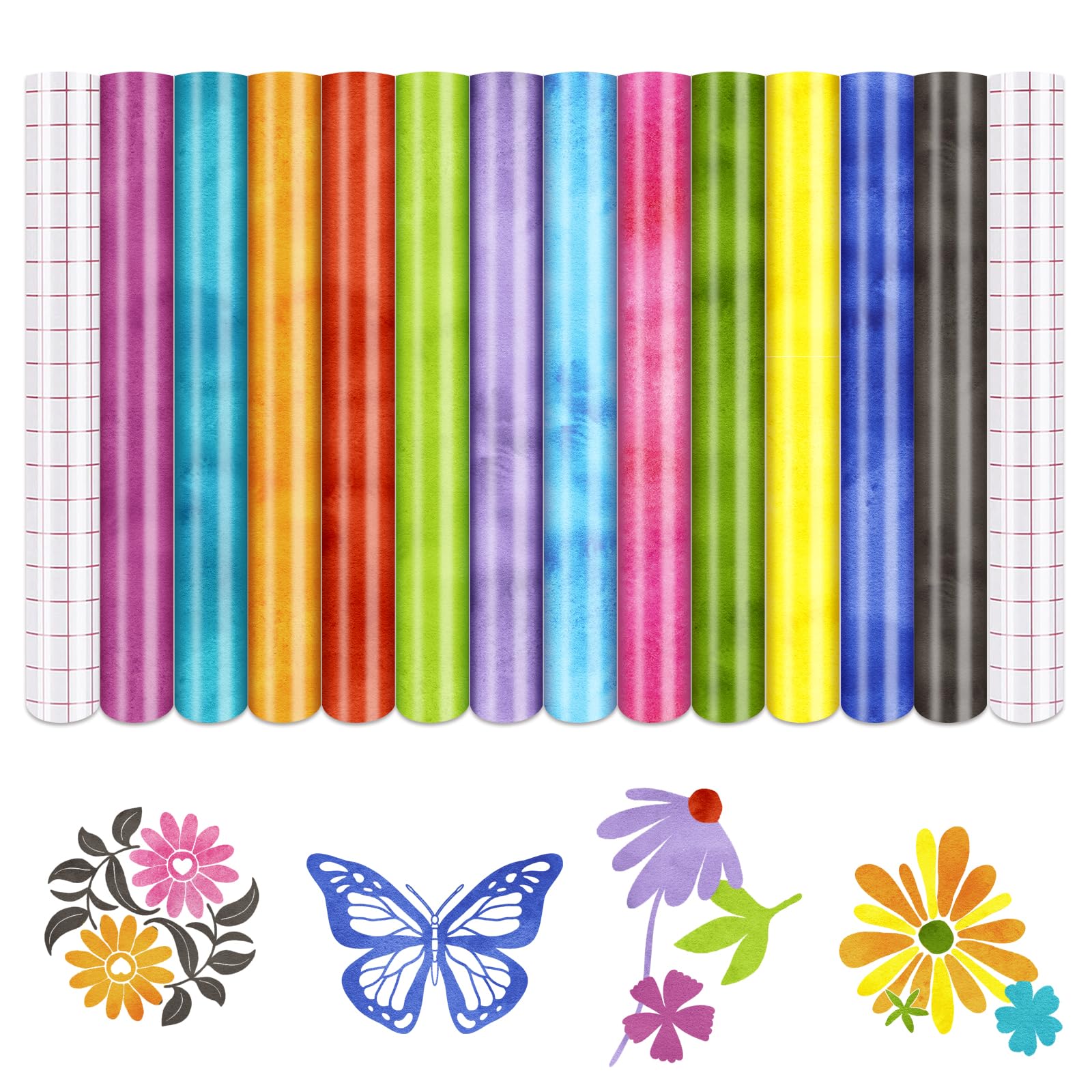HTVSTD Colorful Texture Permanent Vinyl 12pcs10*12in Self Adhesive Vinyl