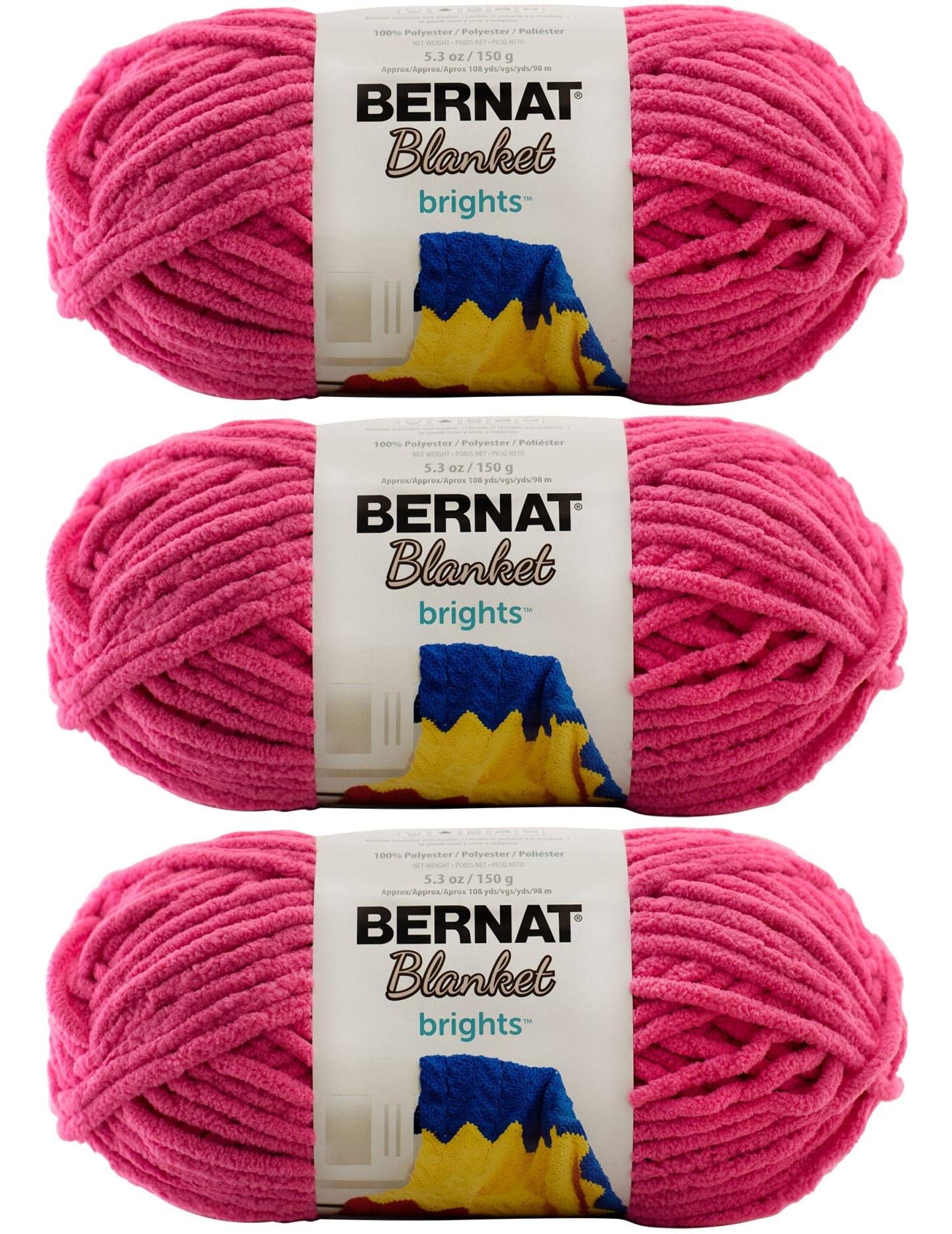 Bulk Buy: Bernat Blanket Yarn (3-Pack) Super Bulky #6 5.3 Ounce 108 Yards Per Skein (Pixie Pink)