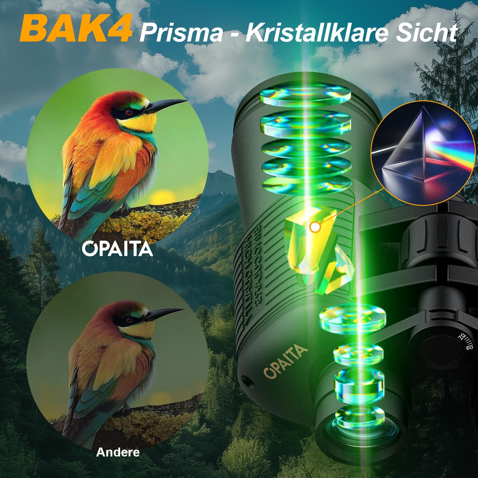 20x52 HD Fernglas für Erwachsene Jagd - Opaita Vogelbeobachtungs Ferngläser mit FMC-Objektiven - 26mm Großes Okular Clear View Fernglas - Profi Feldstecher für Wandern Kreuzfahrt Reisen