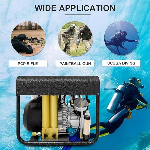 Vista 15 de TUXING Compresor de aire PCP de 4500 psi, filtro separador de agua y aceite de dos etapas integrado, versión de parada automática, para carga