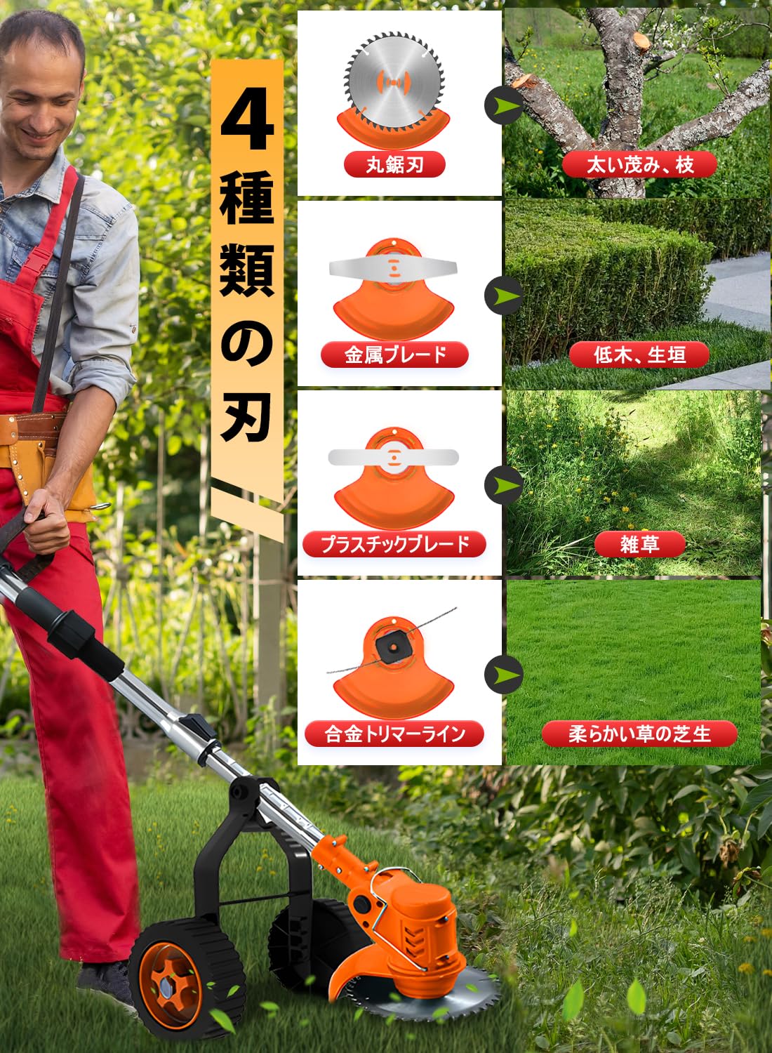 2025年 草刈り機 芝刈り機 電動 補助ホイール バッテリー付き 伸縮可 新品 コードレス 充電式 進化版 軽量 ガーデニング Amazon.co.jp: 【2025新登場＆強化版】充電式草刈り機 草刈り機 芝刈り