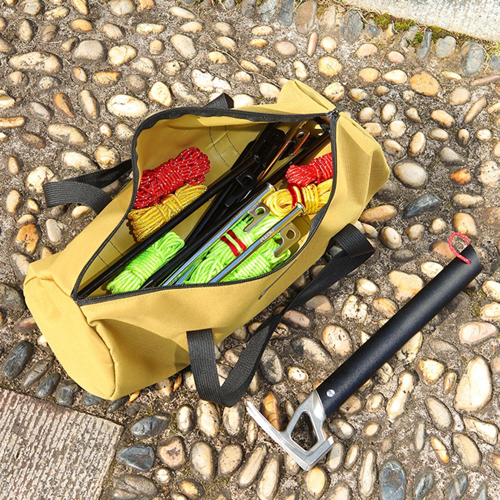 Kit Sardines Tente Pochette Portable pour Outils, Piquets De Tente, Clous