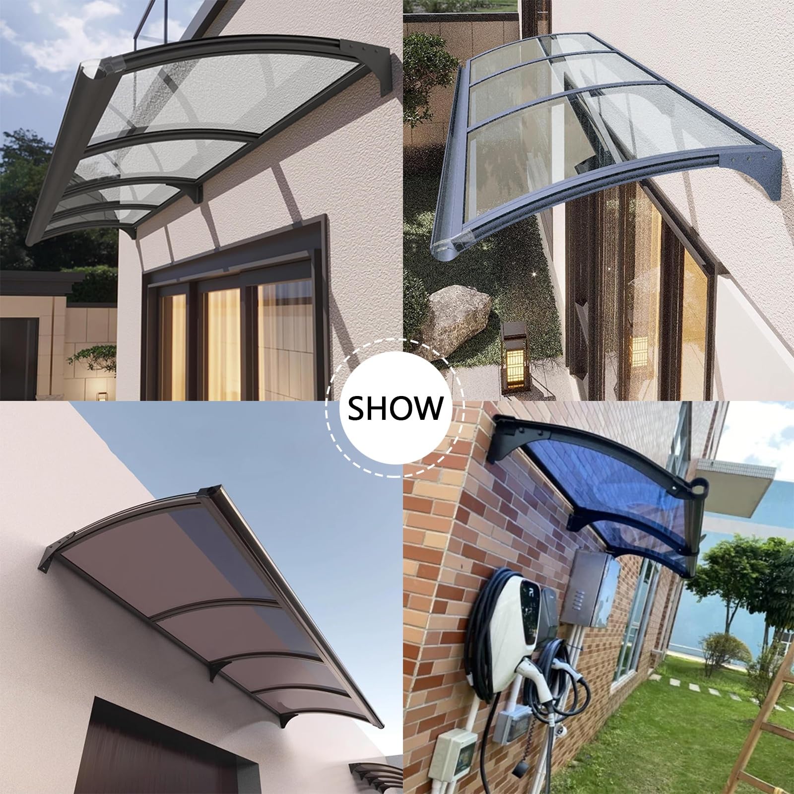 Haustürvordach, Sonnenschutz Wasserdicht Haustürdach Überdachung Türüberdachung ，Pultbogenvordach Vordach für Haustür， aus Polycarbonat+Basis aus Kohlenstoffstahl (Size : 120x300cm/47x118in)