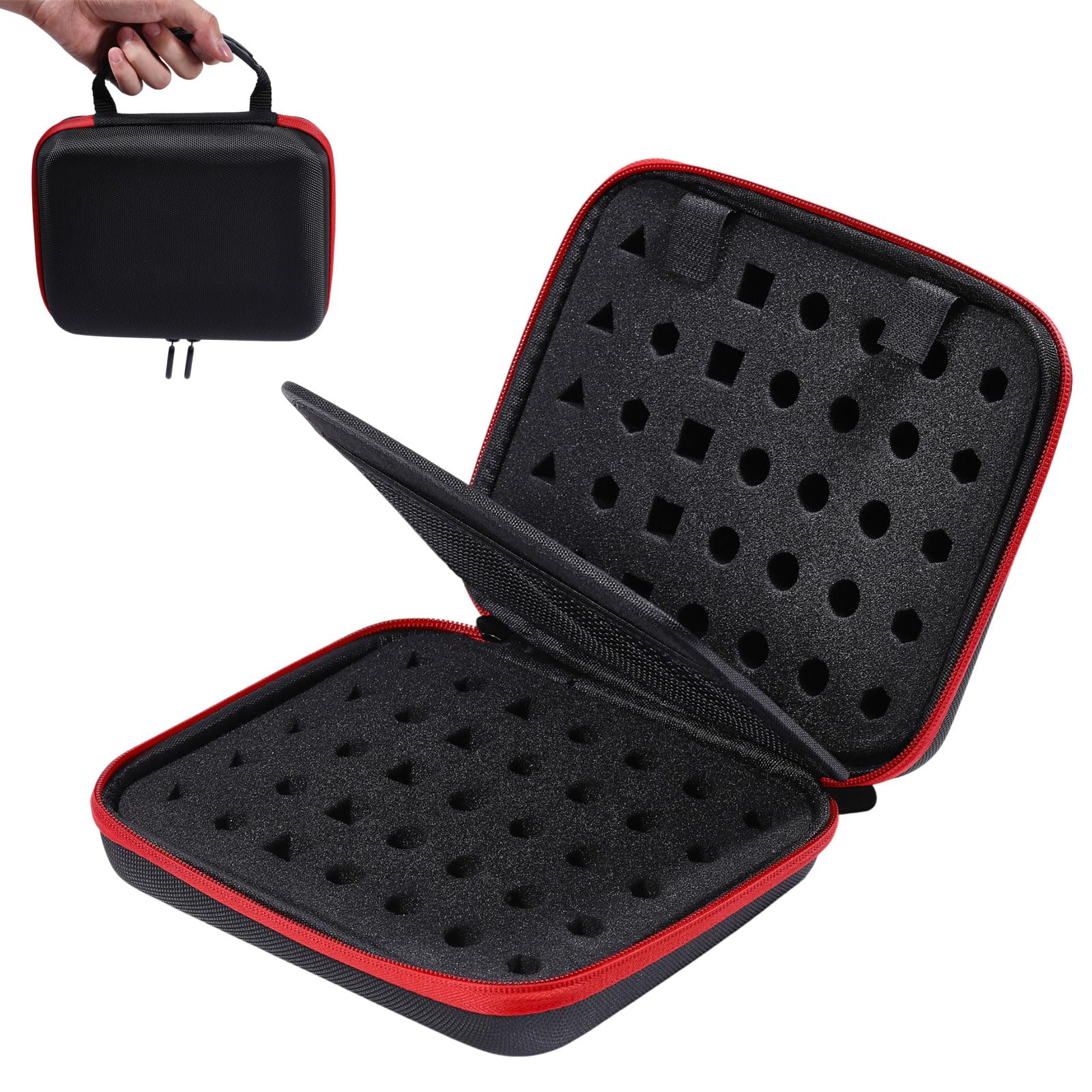CHGCRAFT Würfelaufbewahrungsbox Würfel Transport Box mit Herausnehmbarem Schwamm für Tischspiele, Rot