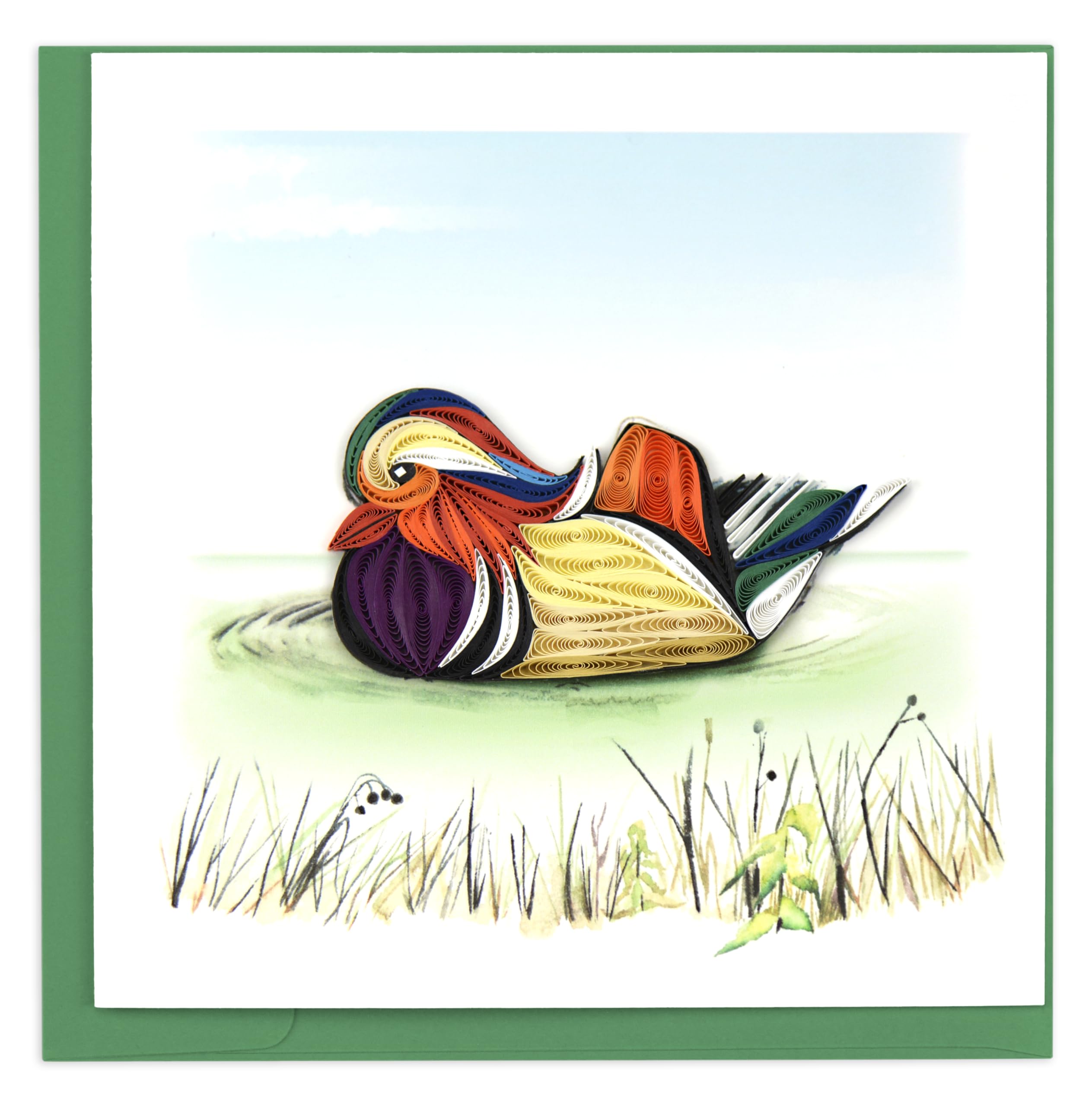 Quilling Mandarin Duck Ducky Delight! Hand-Finished Art Greeting Card Frameable Art, Suitable for Framing in a Card Frame