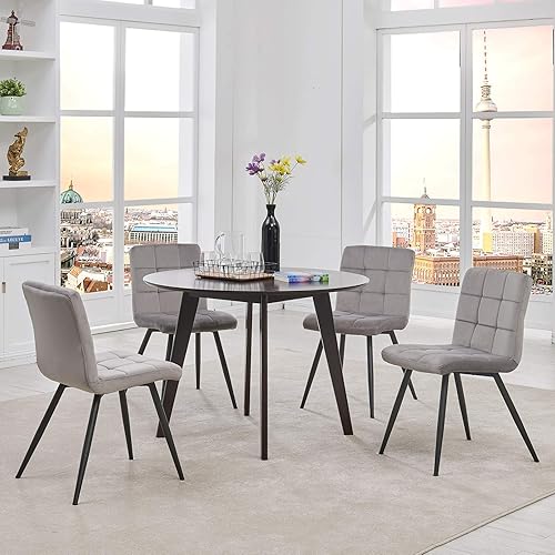 Miniatura 4 de DUHOME Juego de 4 sillas de comedor de terciopelo, sillas de comedor modernas de mediados de siglo con patas de metal, sillas auxiliares, sillas de