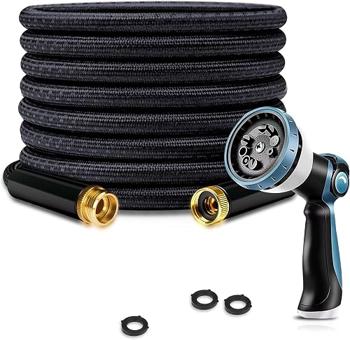 Garden Hose 25FT Lightweight Kink-Free Thick Grip Outdoor (Black)