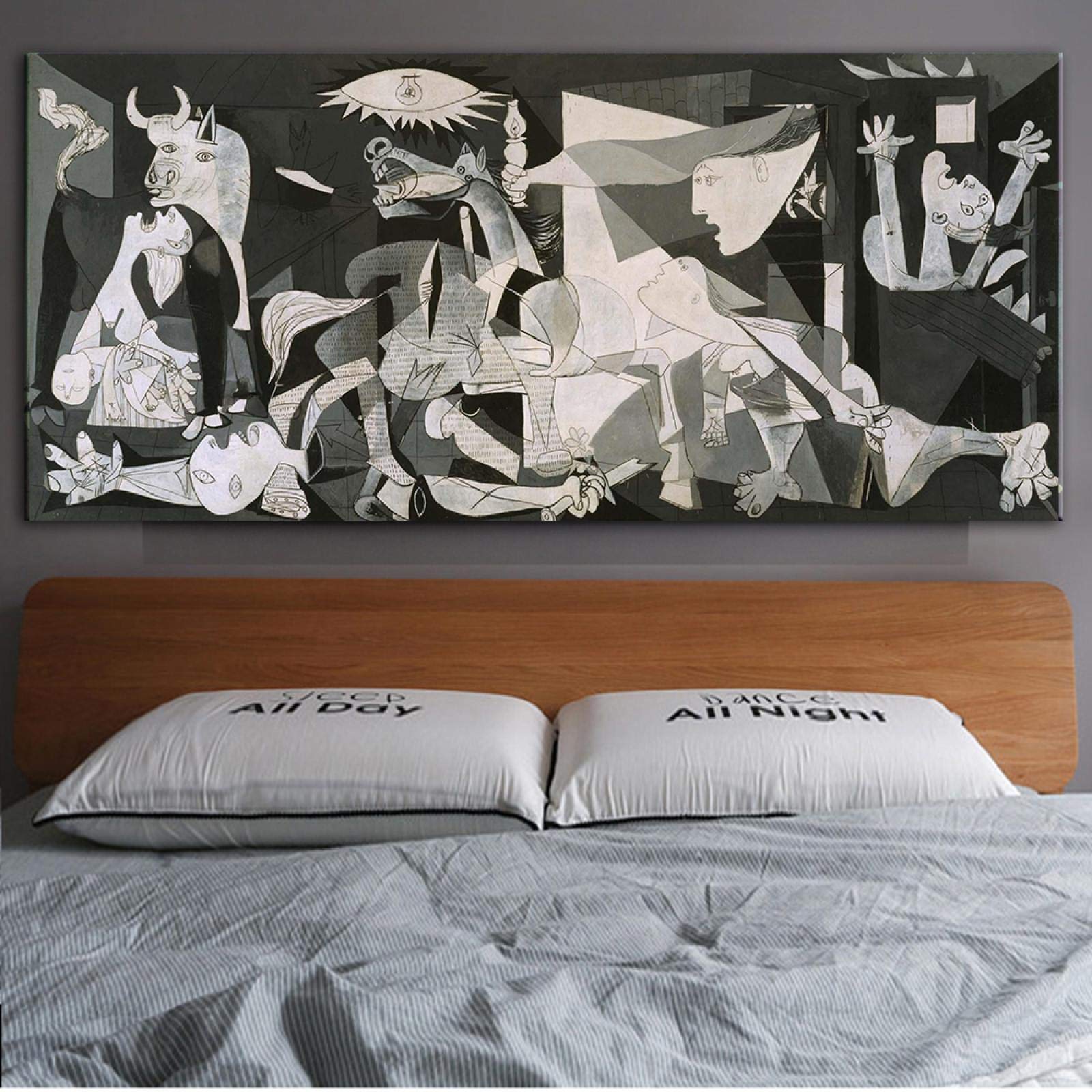 Famous Picasso Classic Guernica Prints - Canvas Art Posters Wall Picturer for Living Room Large Printed 1937 Figure Painting 70x140cm(28x55in) with Frame