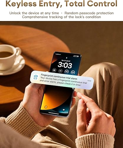 Miniatura 5 de NGTeco Cerradura de puerta con teclado con asa, perilla de puerta de huellas dactilares, cerradura inteligente para puerta delantera, huella digital