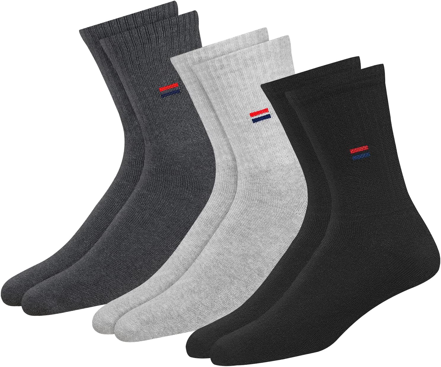 Men's Solid Cotton Cushion Comfort Crew Socks, Pack of 3 (Free Size)