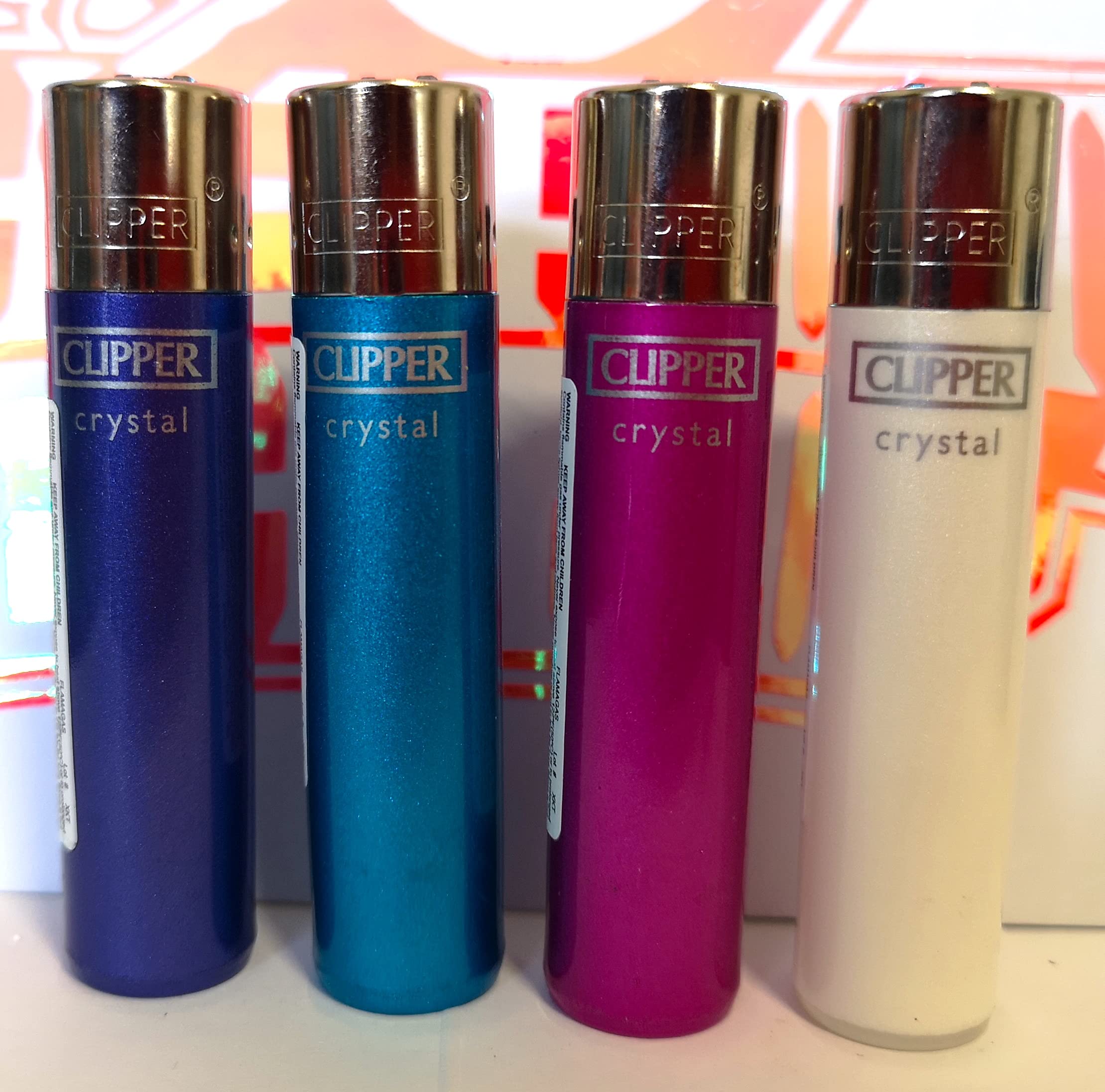 Buy 4 x Clipper Lighters Set, Assorted Designs, Lighter Refillable You
