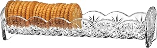 Godinger Dublin Cracker Tray, Snack Dish, Crystal Serving Tray for Crackers, Appetizers, Snacks & Entertaining