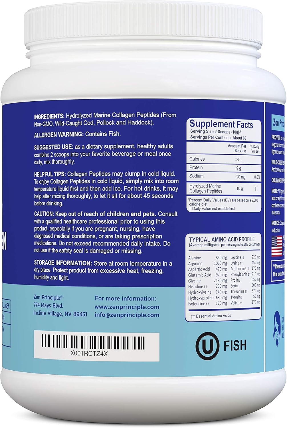Marine Collagen Peptides Powder. Wild-Caught Fish, Non-GMO. Supports Healthy Skin, Hair, Joints and Bones. Hydrolyzed Type 1 & 3 Protein. Amino Acids, Unflavored, Easy to mix. Large 1.5 lb.