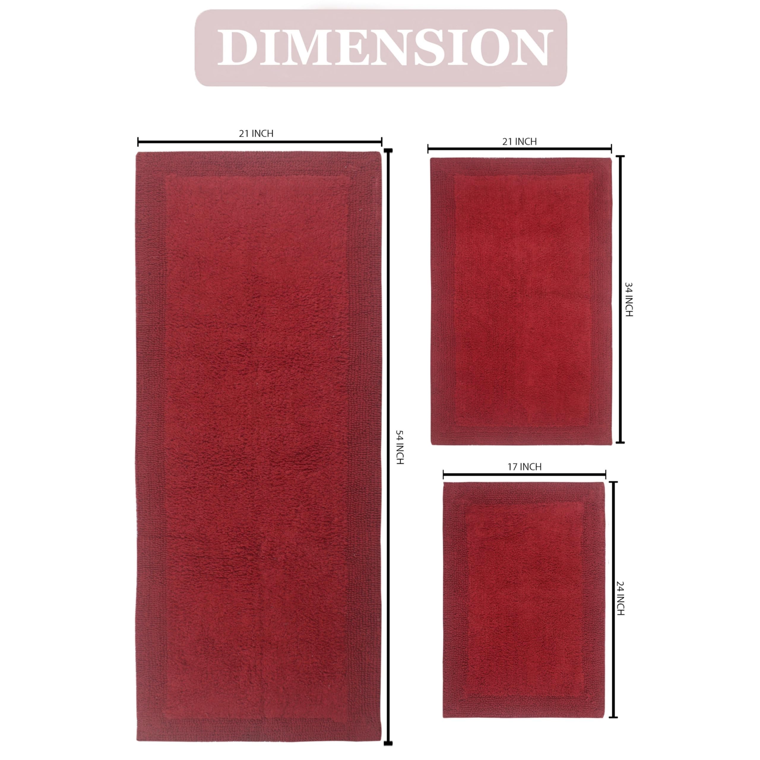 Home Weavers Luxury Collection - Juego de alfombras de baño 100 % de algodón reversibles, lavables, extra suaves y absorbentes, juego de alfombrillas de baño, antideslizantes, juego de 3 piezas con