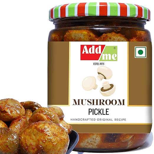 Mushroom Pickles Homemade Tasty Achar Pickle Glass Jar, 500gm
