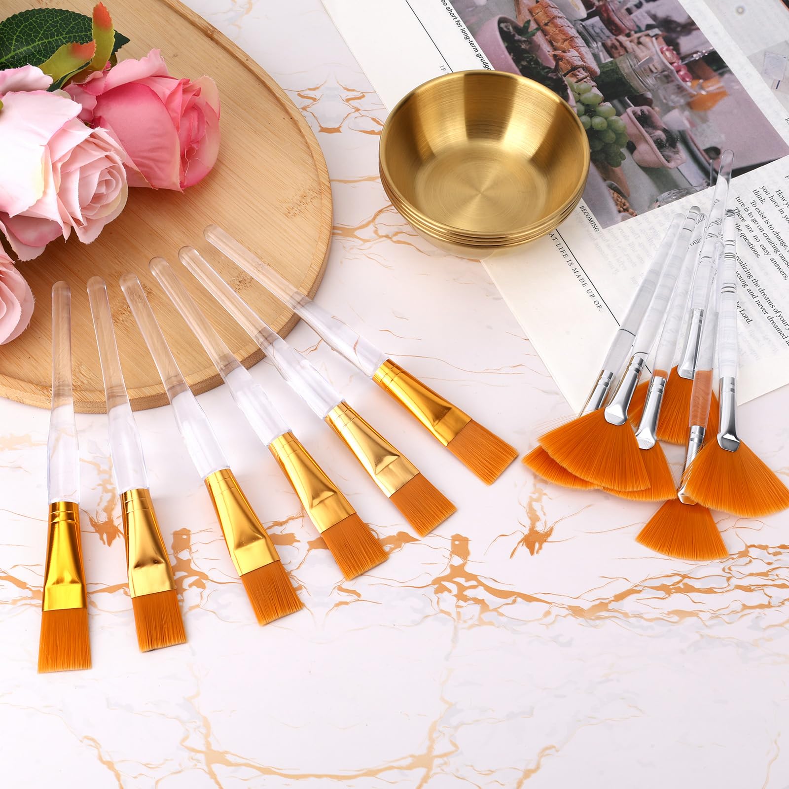 18pcs Esthetician Facial Supplies Set, Including 6 Gold Stainless Steel Bowls - Image 3