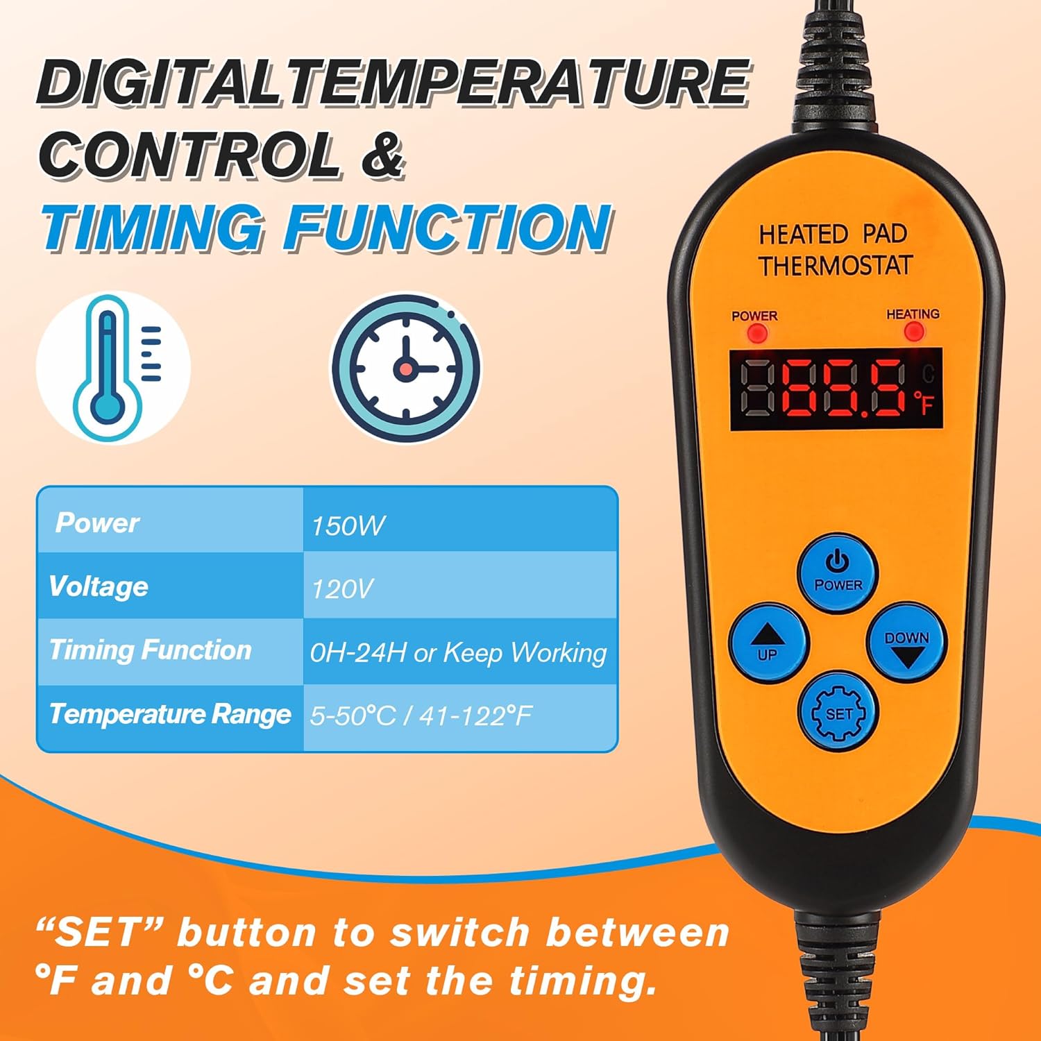 Dreyoo RV 20LB Propane Tank Heater Blanket Thermostat Control (41-122°F) and Timer Function, Waterproof & UV Resistant, Heated & Protection, Propane Tank Warmer for RV Camping