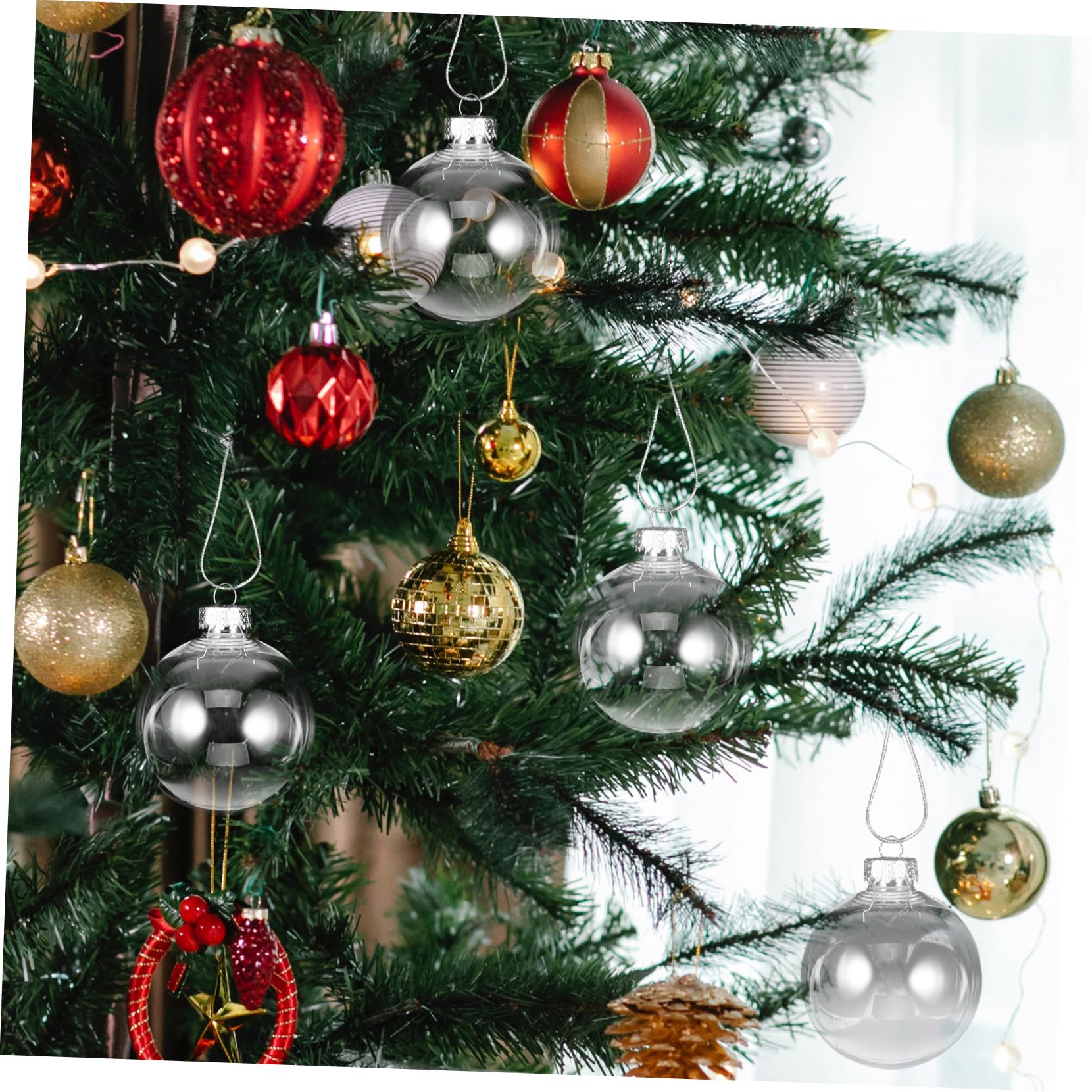 20pezzi Palline di Natale Trasparenti Decorative Palla per Albero Accessorio per Festa di Compleanno Palla per Albero di Natale