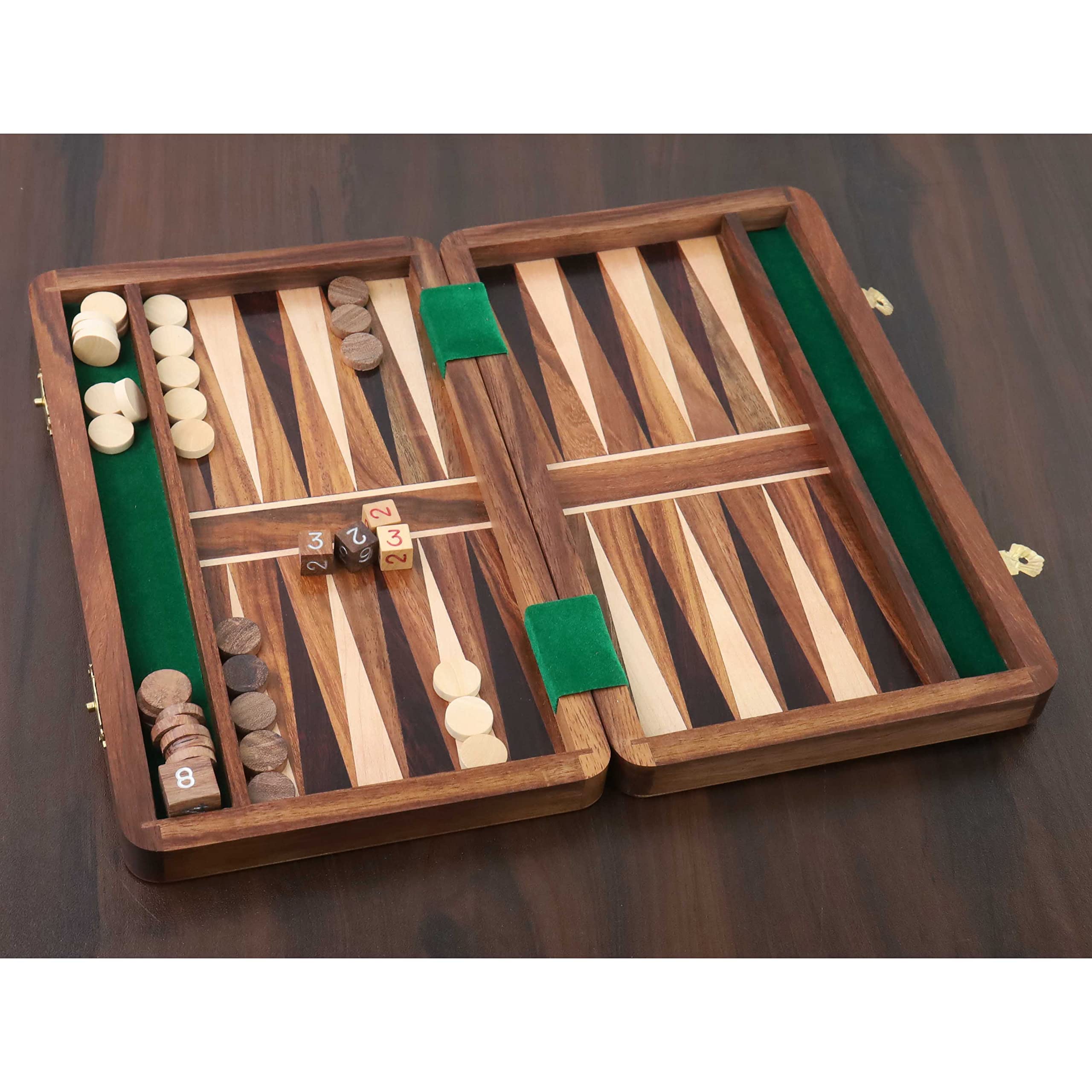 RoyalChessMall-10 "Pezzi di backgammon da viaggio in legno fatti a mano Set da tavolo pieghevole a mano