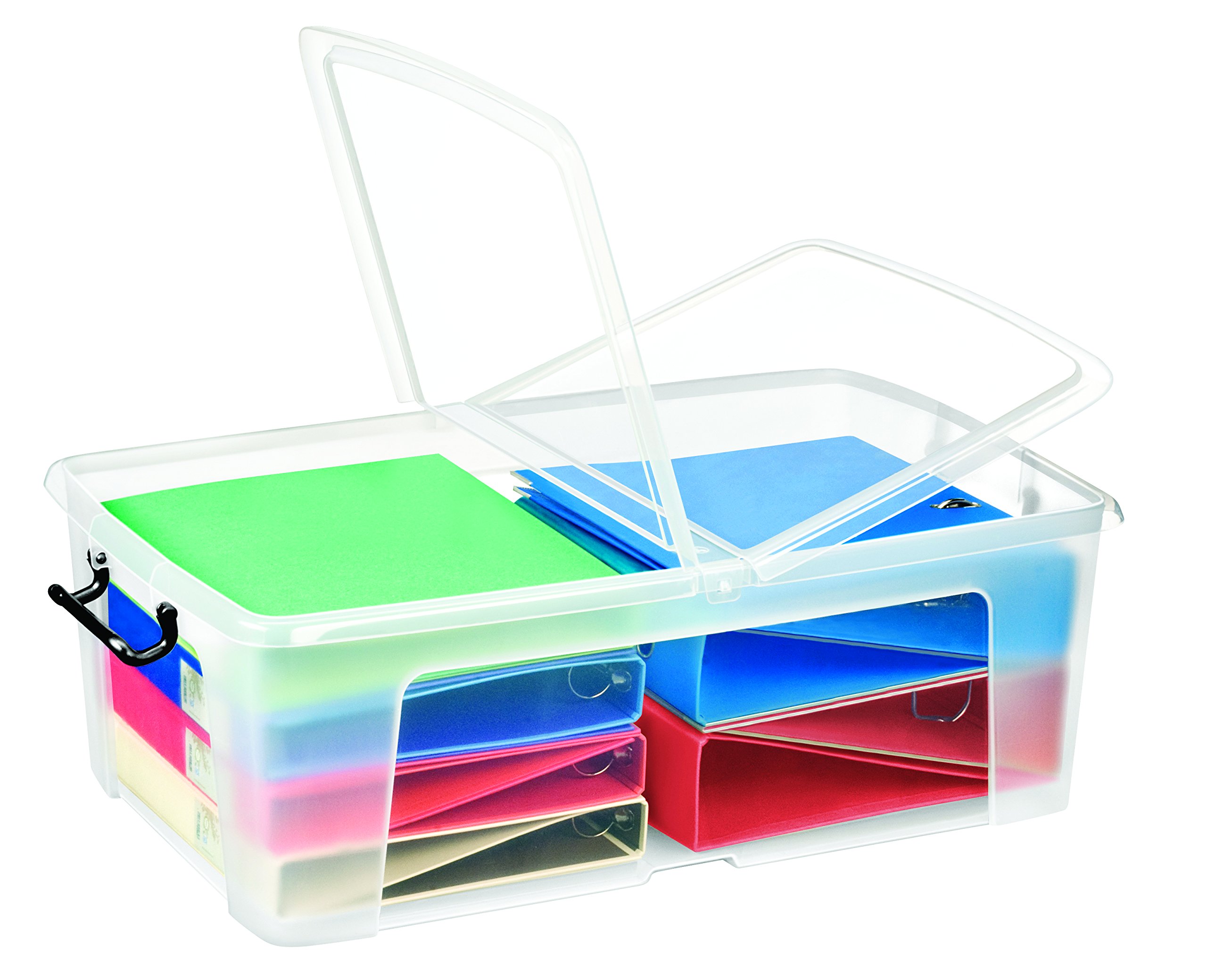 Strata Smart "Storemaster" 50L Litre Clear Storage Box Container - Strong and Robust With Folding Lid & Clip Handles for Secure Locking