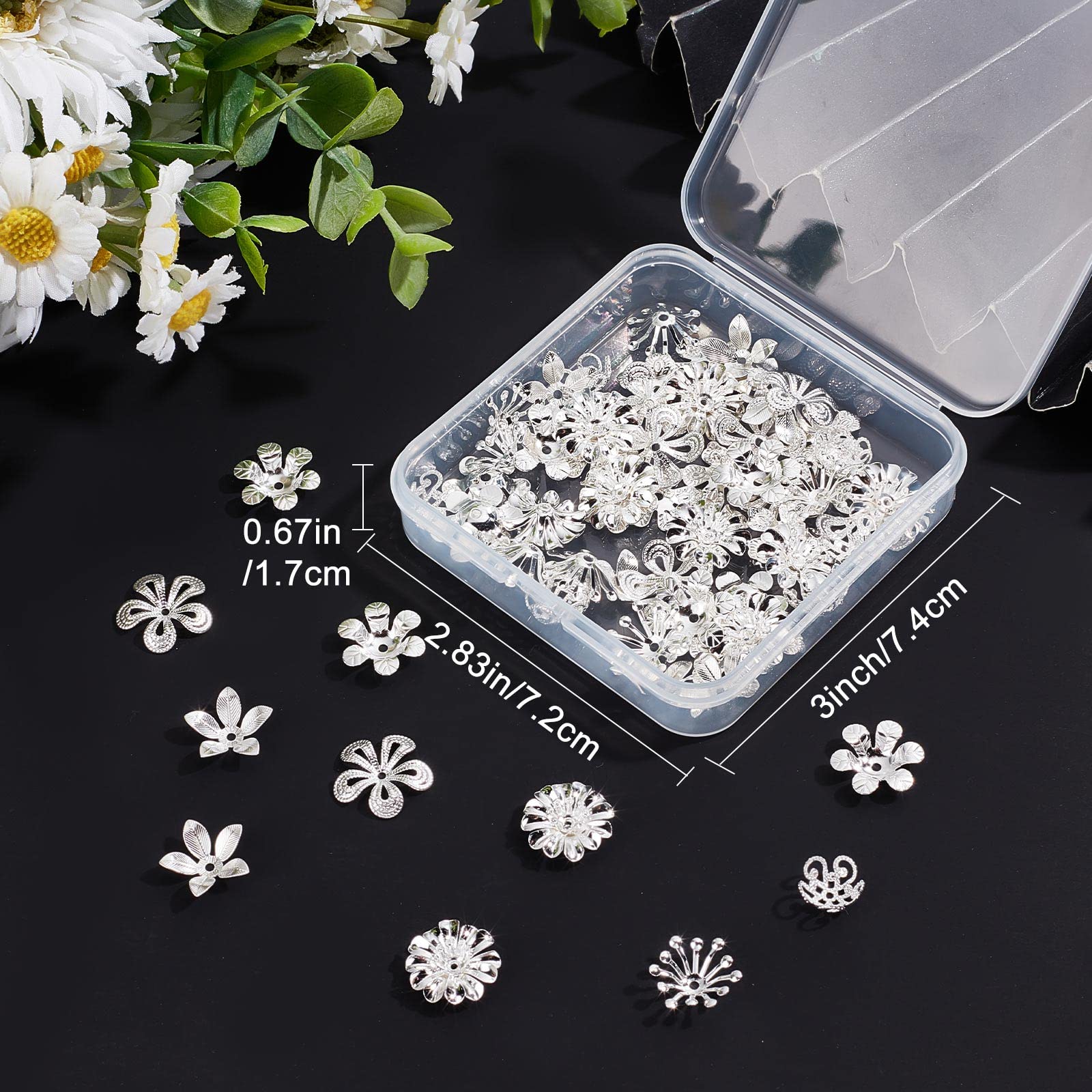 80 Pcs Gold Plated Bead Caps - 8 Style Flower End Caps For DIY Jewelry Making