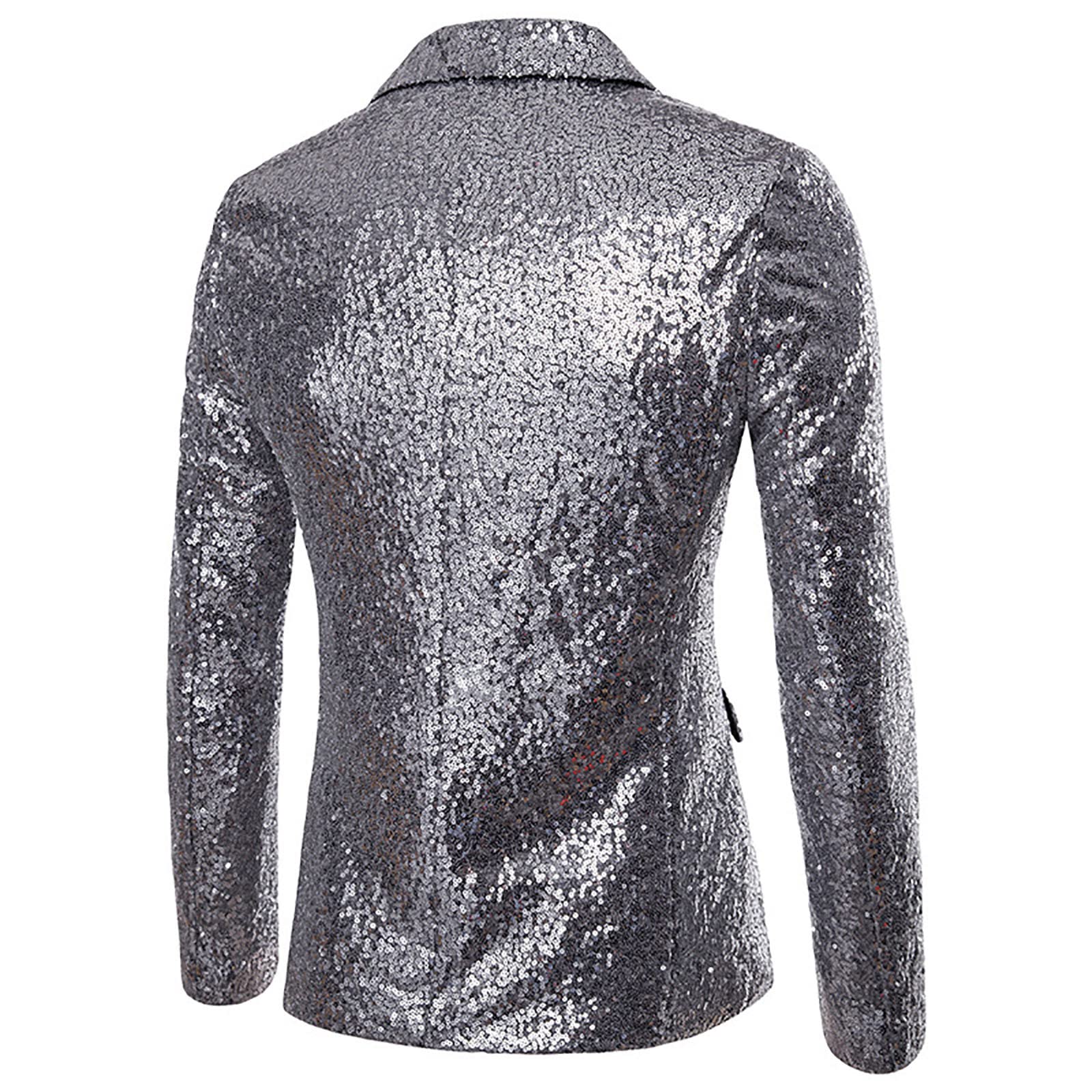 Chaqueta de Traje Casual de Lentejuelas para Hombre Slim fit Blazer de un Pecho Esmoquin Cómodo Casual Abrigos,Adecuado para Ocasiones de Negocios, Recepciones, Bodas