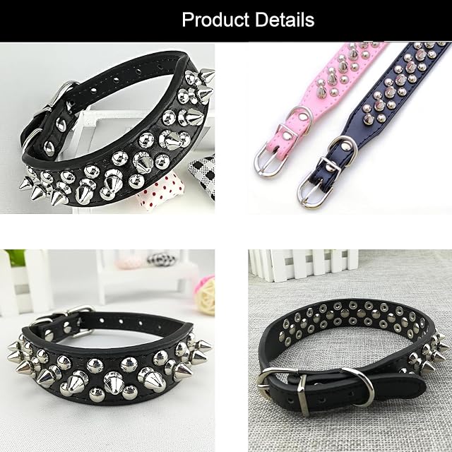 Foto 6 de 7 de Newtensina Elegante Collar de Perro Punk Collar de Perro Tachuelas Collar de Perro para Perros