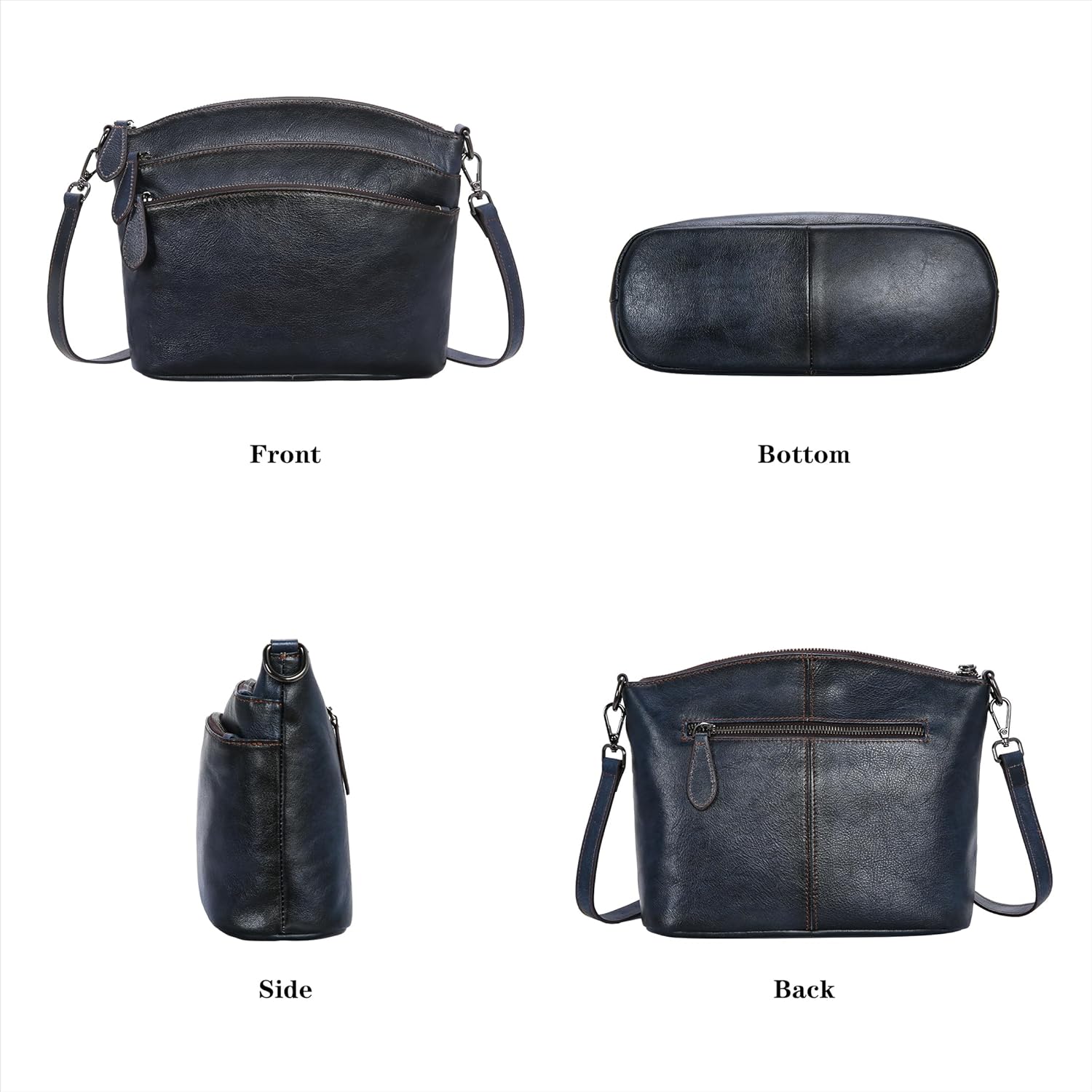 HESHE Crossbody Bags for Women Genuine Leather Purses with Multi-Pockets Vintage Ladies Small Shoulder Satchel Bag - Image 5