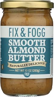 Fix & Fogg Smooth Almond Butter 10oz - Palm Oil Free Creamy Spread for Healthy Eating
