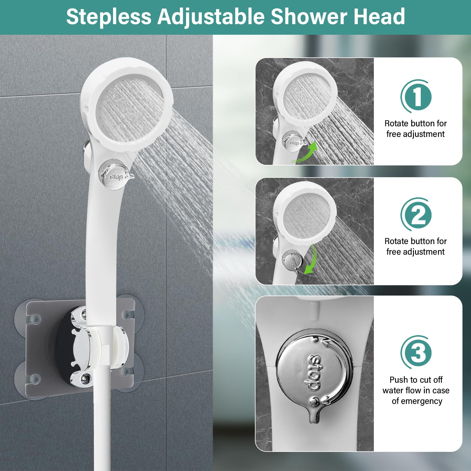 Doccia da Campeggio, Doccia Portatile Aggiornata con Display di Temperatura e Potenza, Doccia Esterna con 6000mAh Batteria Ricaricabile per Spiaggia Giardino Lavaggio Auto, Escursioni