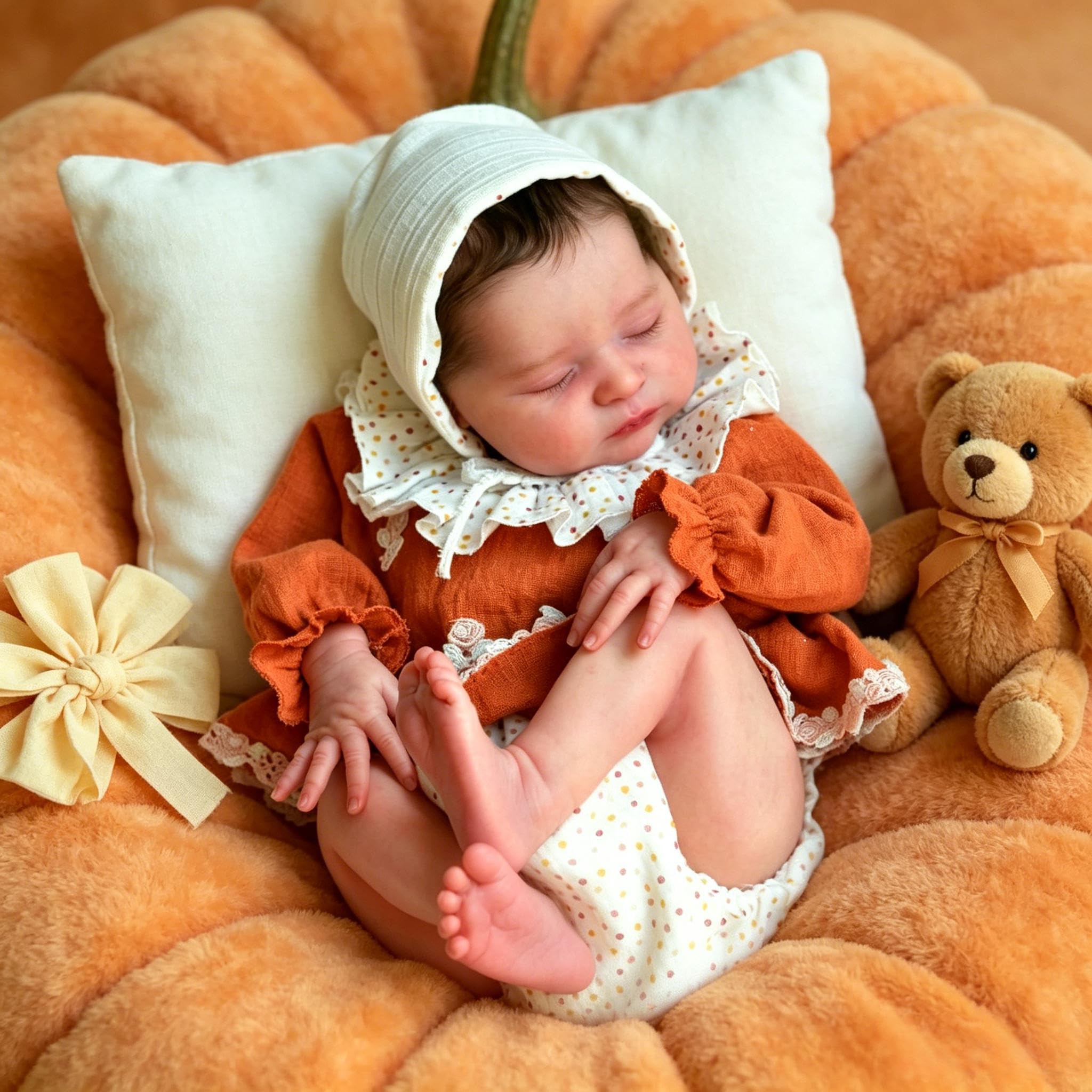 RXDOLL Realistische Reborn-Babypuppen, weicher Stoffkörper, 45,7 cm, schlafend, lebensechte Babypuppen, die echt aussehen bewegliche Vinylgliedmaßen Reborn Kleinkind Puppe Frühchen Babys