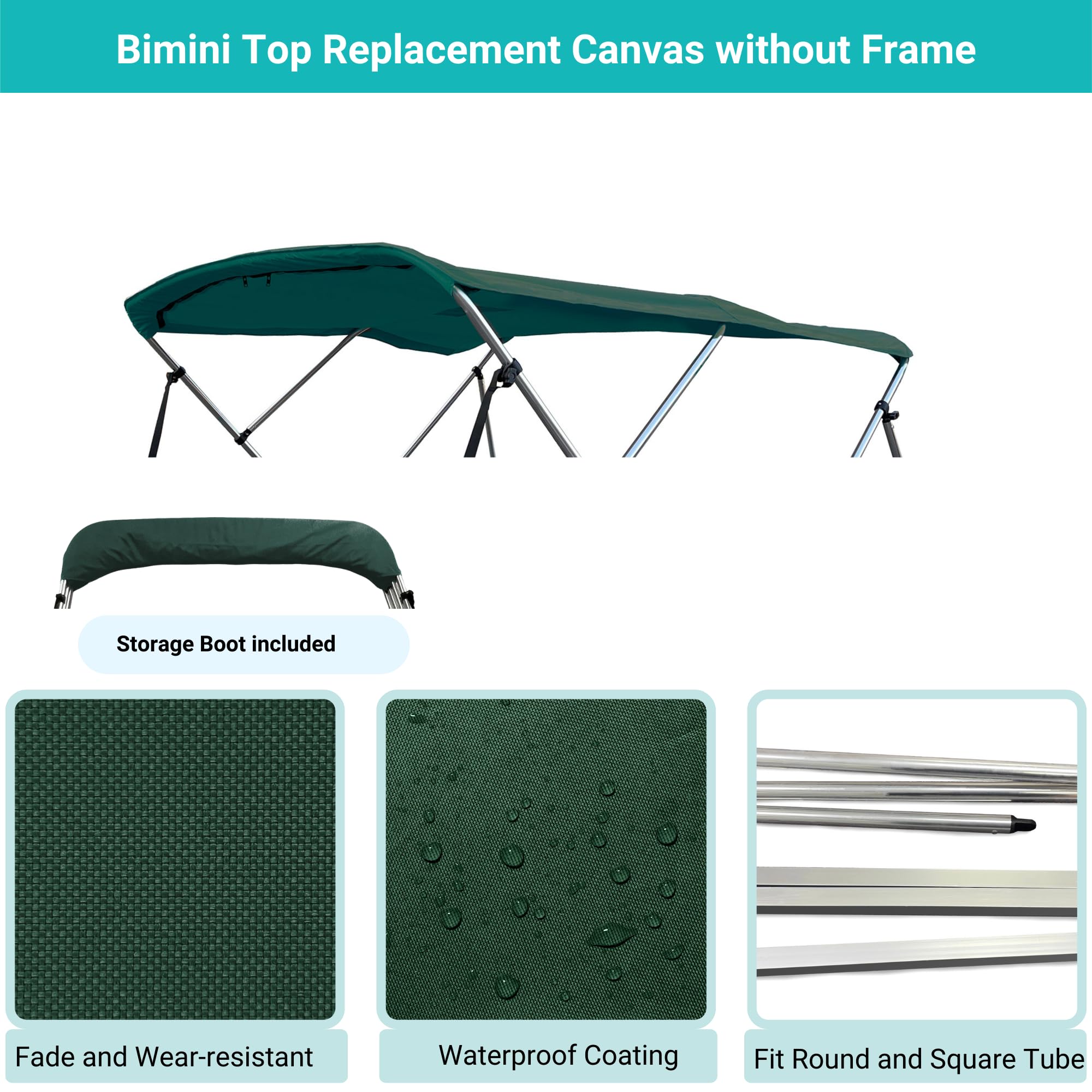 Cubierta Impermeable Para Bote Bimini – 9 Colores Resistentes Al Sol Y Al Desgaste