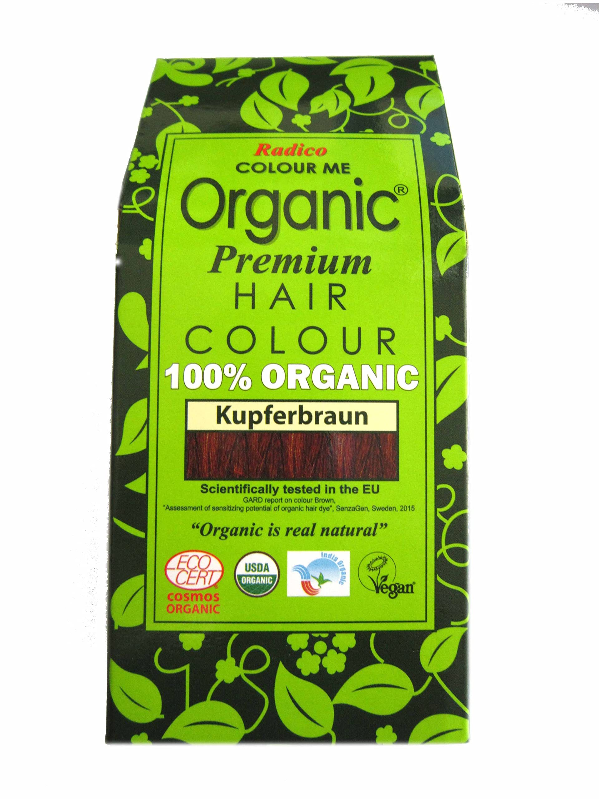 Radico Colour Me - Tinte orgánico para el pelo para plantas, color marrón cobre, hecho de hierbas ayurvédicas, sin amoniaco ni peróxido de hidrógeno, también para cabellos grises, 500 g