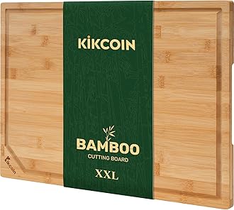 Bamboo Cutting Boards for Kitchen, Extra Large Wood Cutting Board with Deep Juice Groove and Handle Heavy Duty Chopping board, Kikcoin, 20" x 14"
