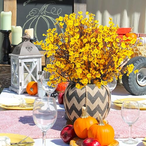 Miniatura 4 de AITISOR Paquete de 10 ramos de gypsophila artificiales de seda sintética para arreglos florales, cocina, boda, decoración del hogar (naranja)