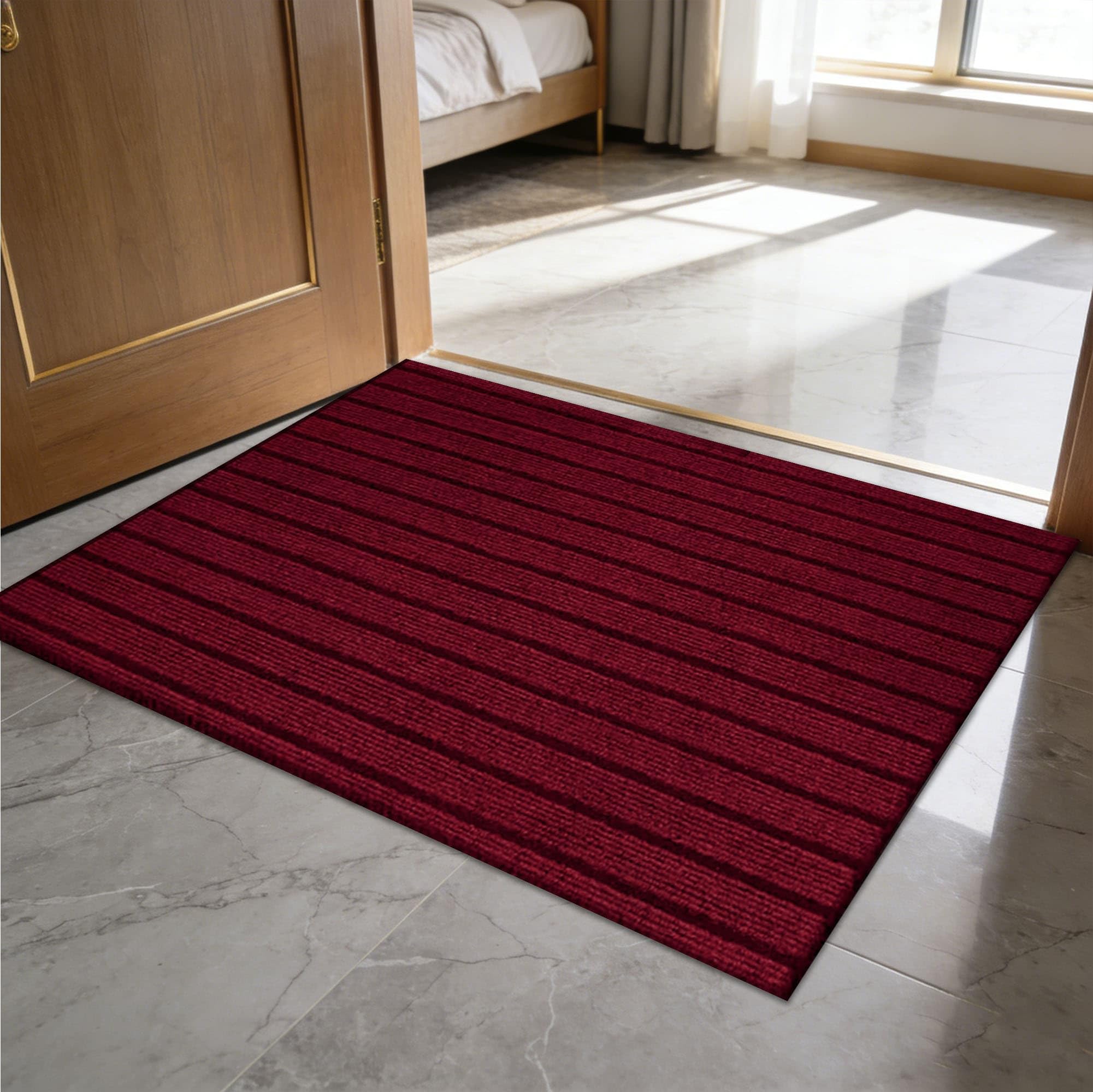 Felpudo Antideslizante 70 x 130 cm Impermeable, Lavable para Atrapar Suciedad Felpudo de Goma Varios Tamaños para Entrada, Pasillo, Cocina, Dormitorio, Rojo