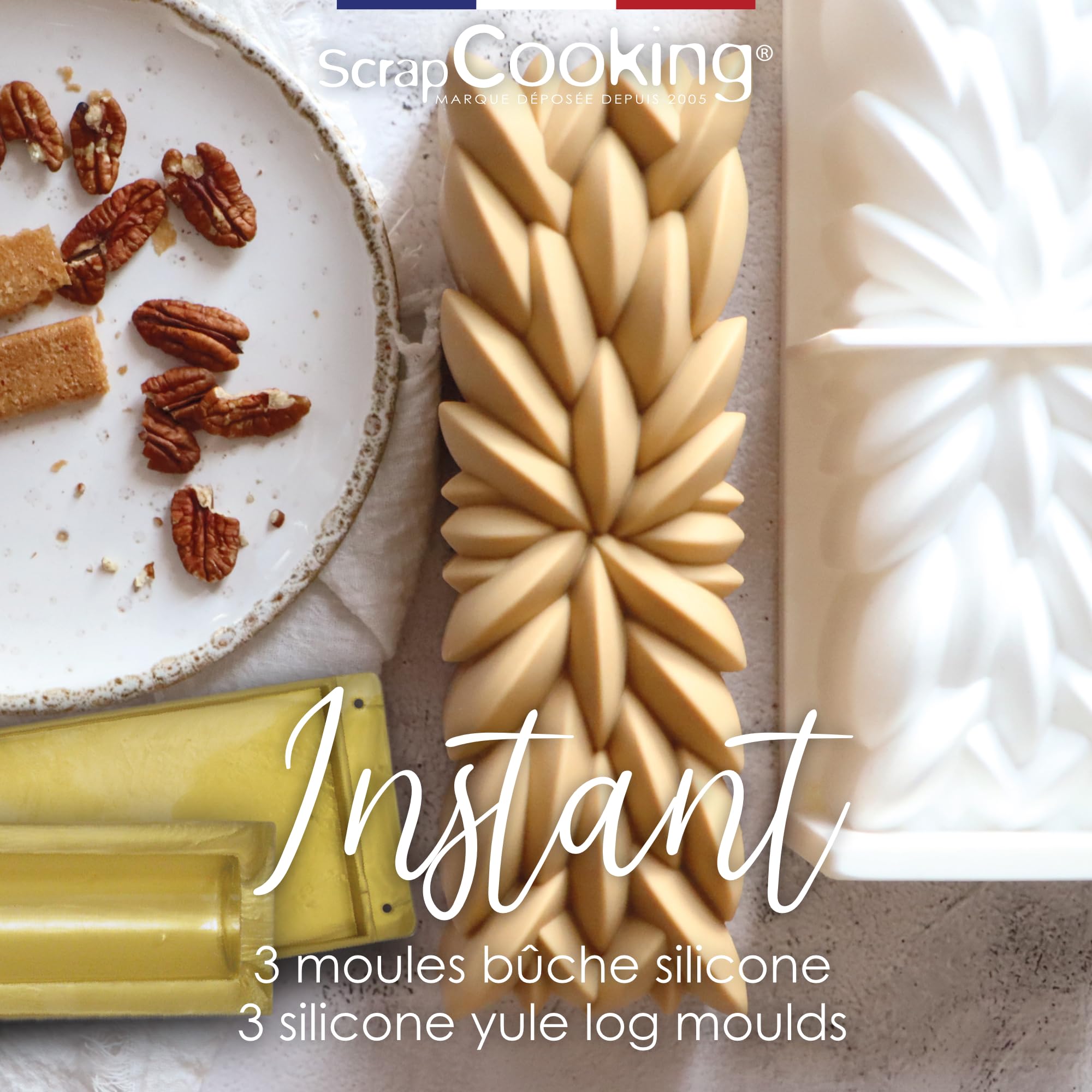 ScrapCooking – Backformen-Set für Weihnachtskuchen Instant – Silikonform mit Einsatz, Backmatte und Rezept für Backwaren – weiche Rinne zum Backen – 1940, Sofortig