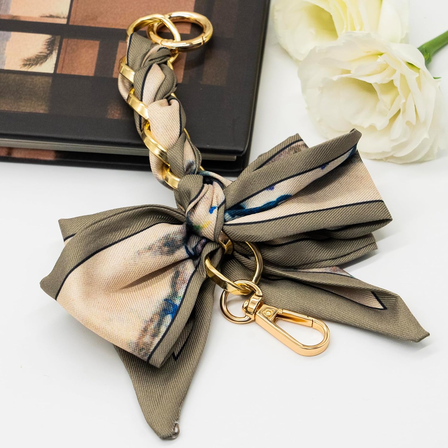 Silk Bowknot Keychain for Woman,Bag Extension Chain Accessories for Bowknot Bag Strap - Image 3