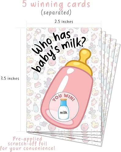 Miniatura 3 de Party Hearty Juegos de baby shower para niña, 40 boletos de lotería con emojis para rascar, ideas de juegos para bebés, juego para raspar, rosa