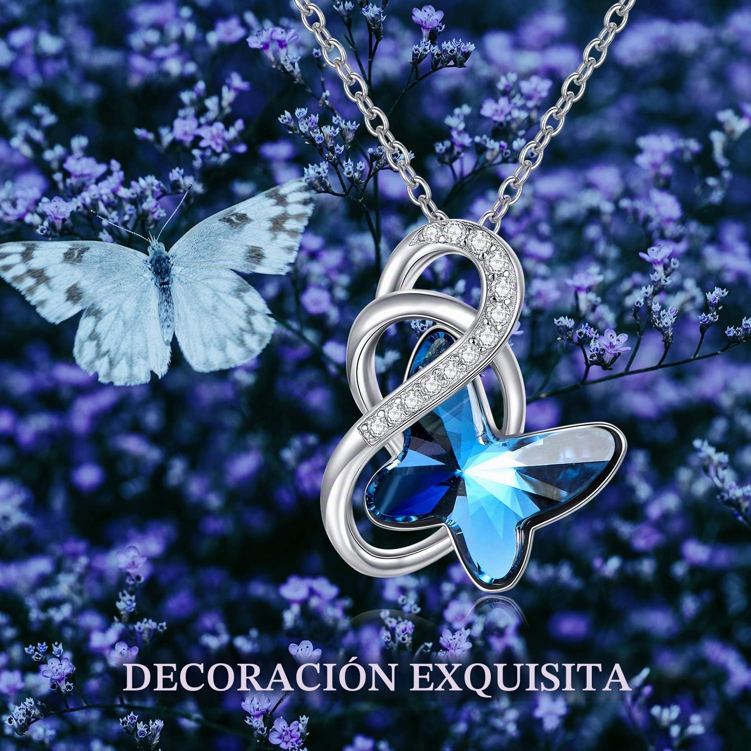 AOBOCO Collar de mariposa de plata de ley, joyería de mariposa, regalo de aniversario de cumpleaños para mujeres, niñas, hija, esposa