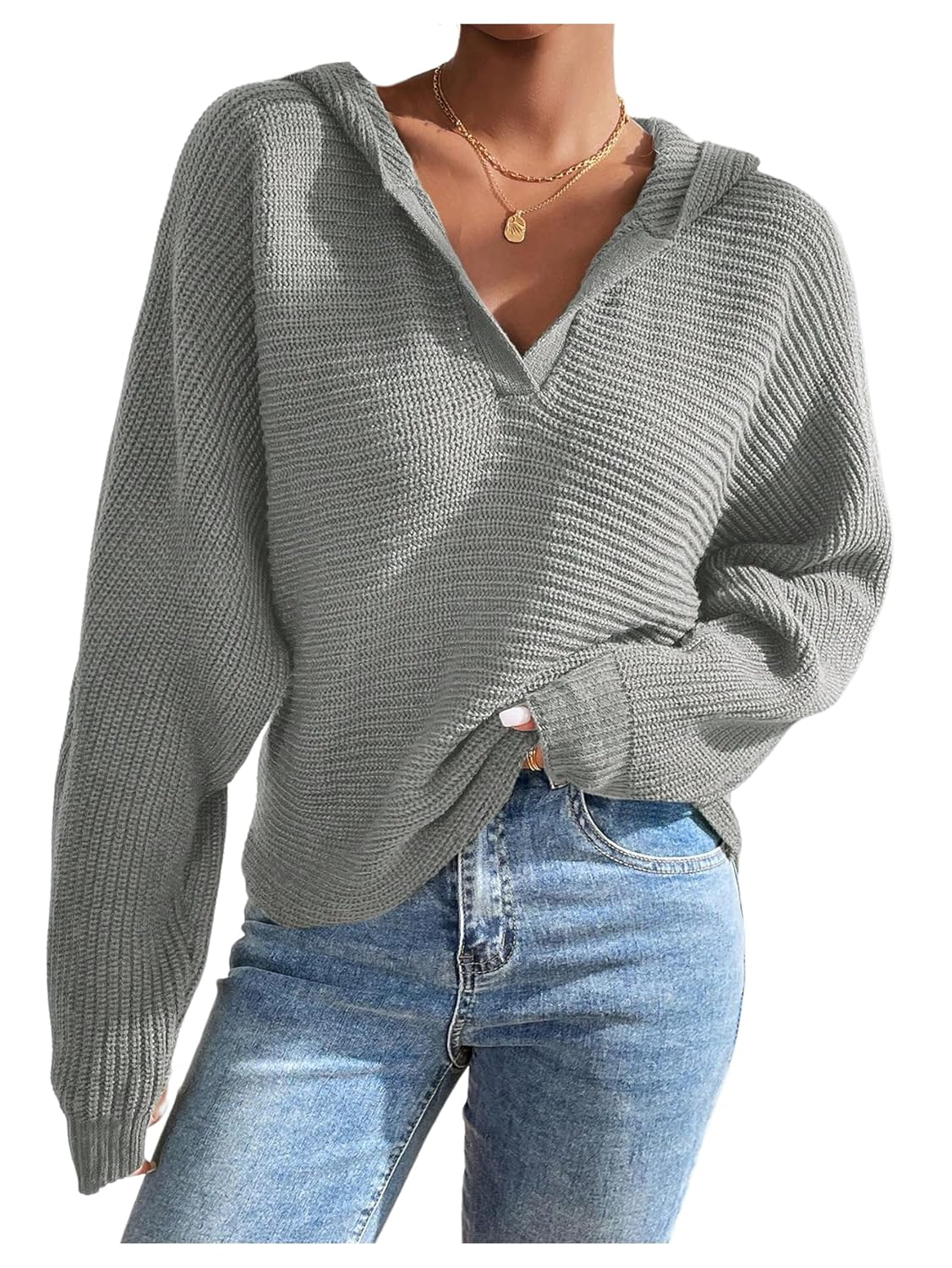 SOLY HUX Womens Hooded Sweater Long Sleeve Knit Pullover Tops Casual Fall Clothes