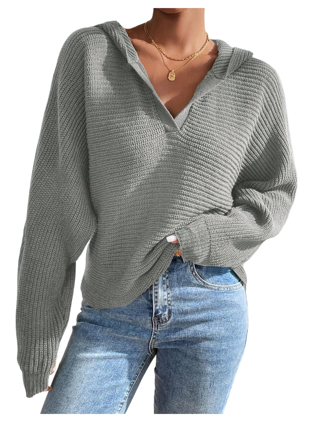 SOLY HUX Womens Hooded Sweater Long Sleeve Knit Pullover Tops Casual Fall Clothes