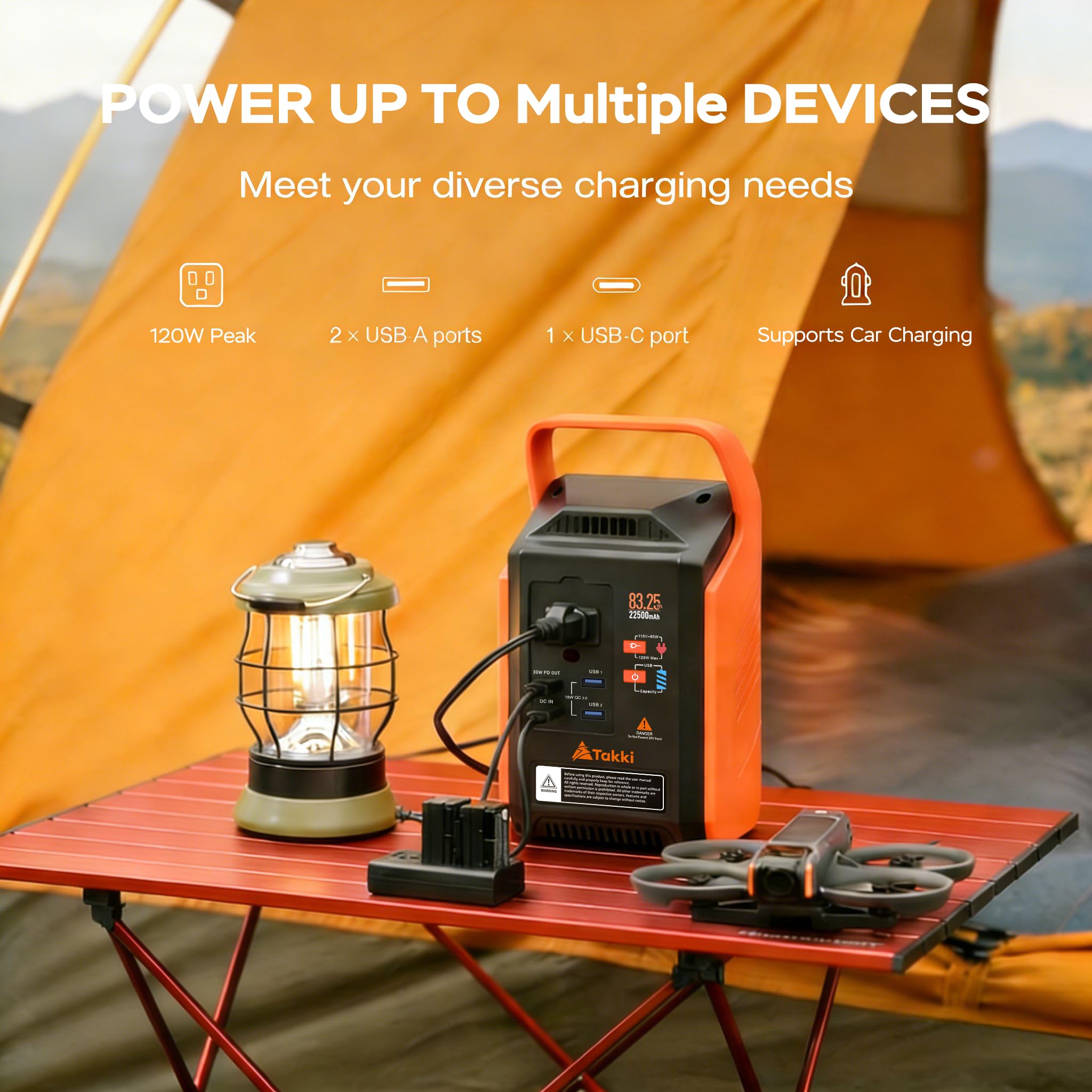 Takki 83Wh Solar Generator with 21W Solar Panels Included Portable Power Station Backup Bank with AC DC USB Ports Lights for Camping Tent Outdoor Emergency Home Use — view 3