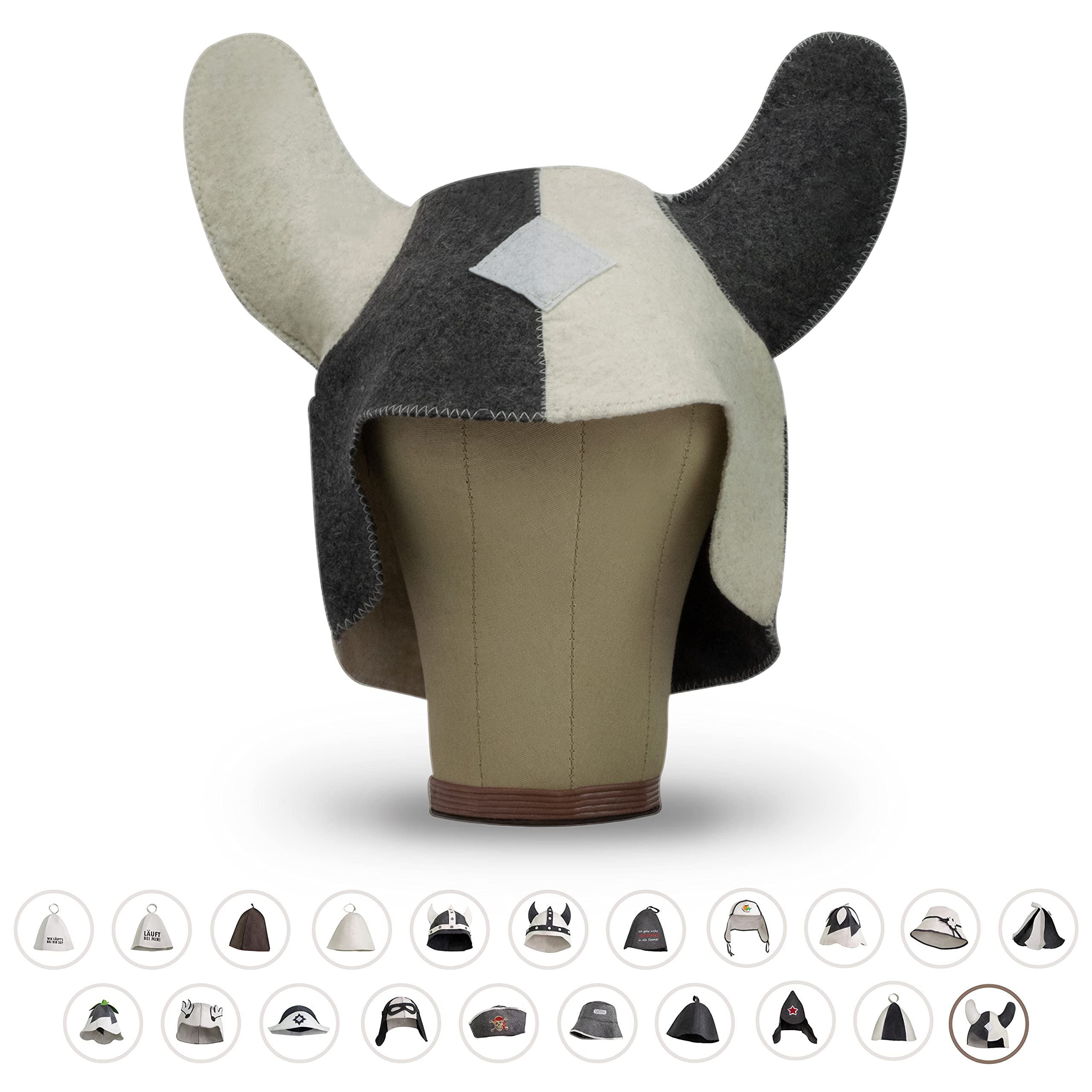 LoWell Bonnet de sauna Viking en feutre pour homme et femme avec guide