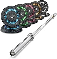 Vista 15 de Olympic High-Bounce Bumper Plates Bench Press Barbell Weights Set 2 - Inch, 10-55 lb Rubber Weight Sets for Home Gym, Strength Training Plate