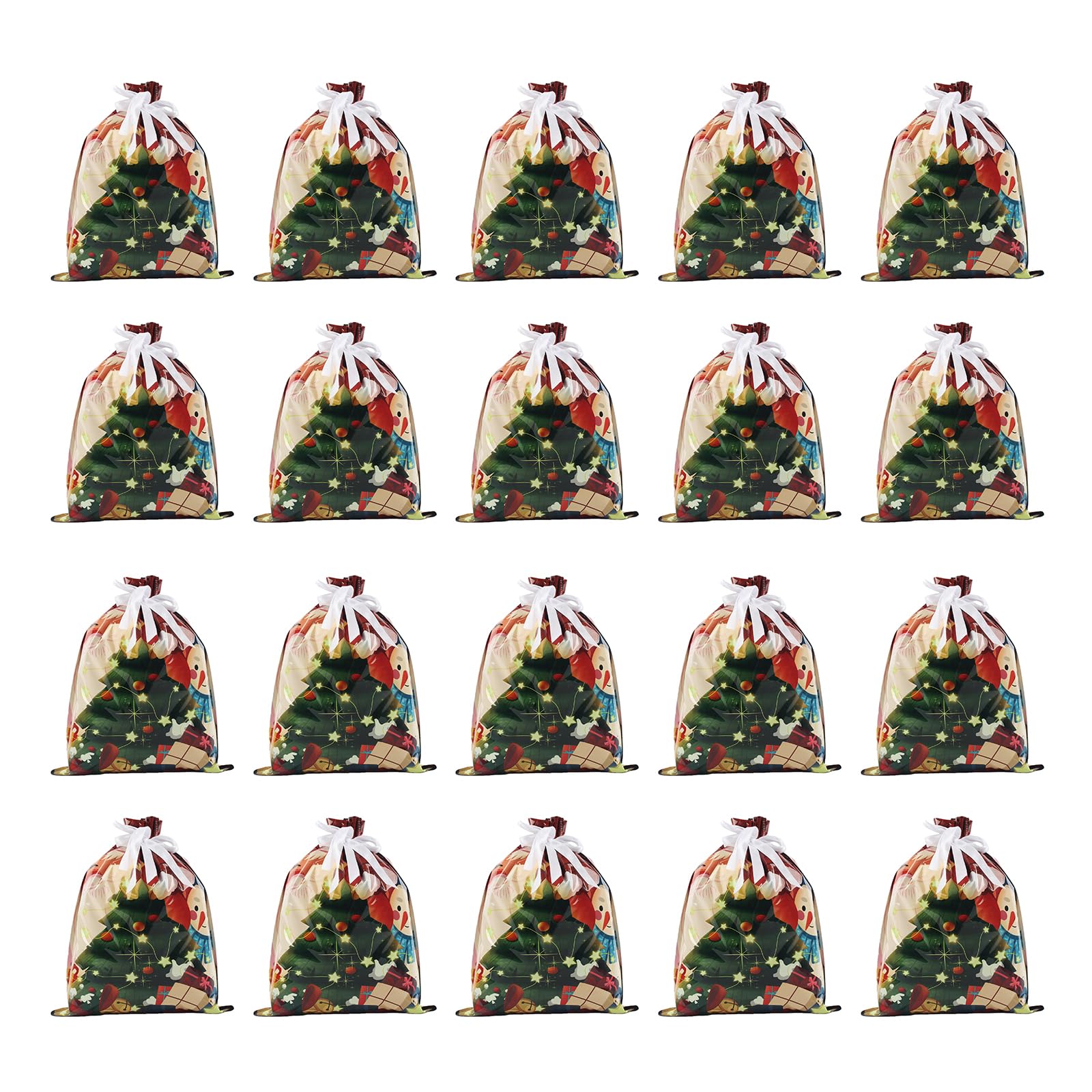 KAQNTUD Christmas Party Bags Plastic Drawstring Closure Design Reusable Packaging Solution Reusable Christmas Party Bags
