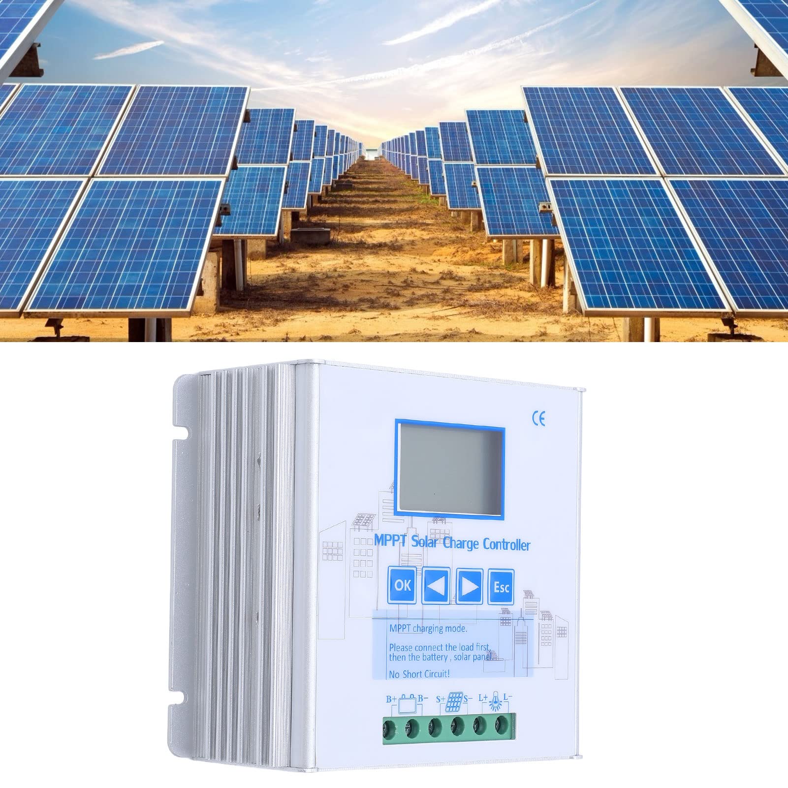 Yosoo Health Gear Kontroler ładowania Słonecznego MPPT, Regulator Panelu Słonecznego 30 A 24 V 48 V z Wejściem PV 130 , śledzenie MPPT, Obsługa Wielu Akumulatorów, Tryby Ochrony dla Użytkowników