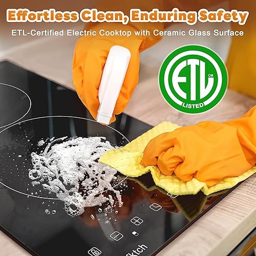 Miniatura 5 de Estufa eléctrica de 3000 W, 2 quemadores integrados, 220 V de alambre duro para cocinar, estufa de 12 pulgadas con control táctil, temporizador,