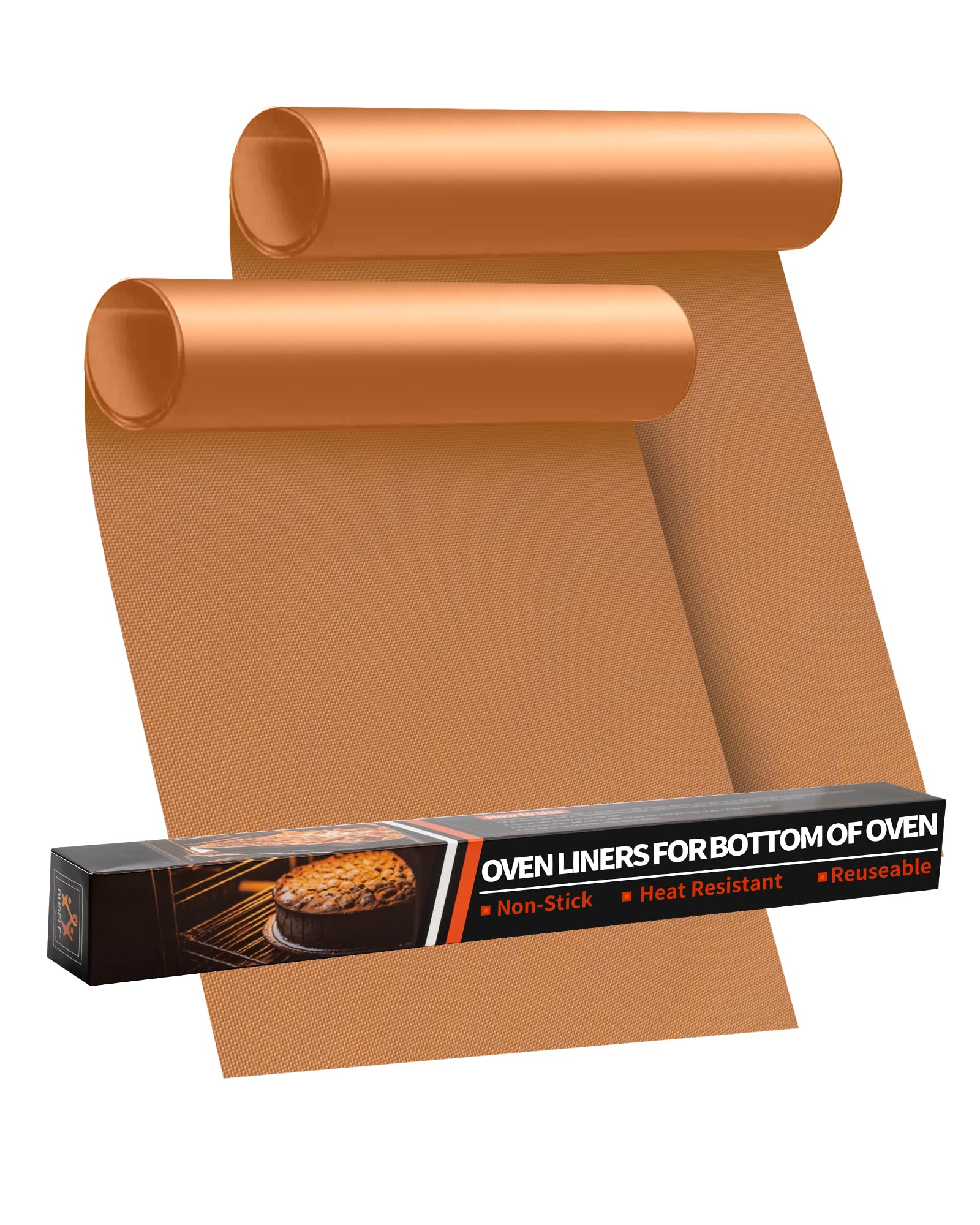 Oven Liners for Bottom of Oven - 2 Pack Large Heavy Duty Oven Mats, 17"x 25" Reusable Matt Liner for Electric, Gas, Toaster Ovens &amp; Grills, BPA &amp; PFOA Free, Kitchen Essentials, Copper